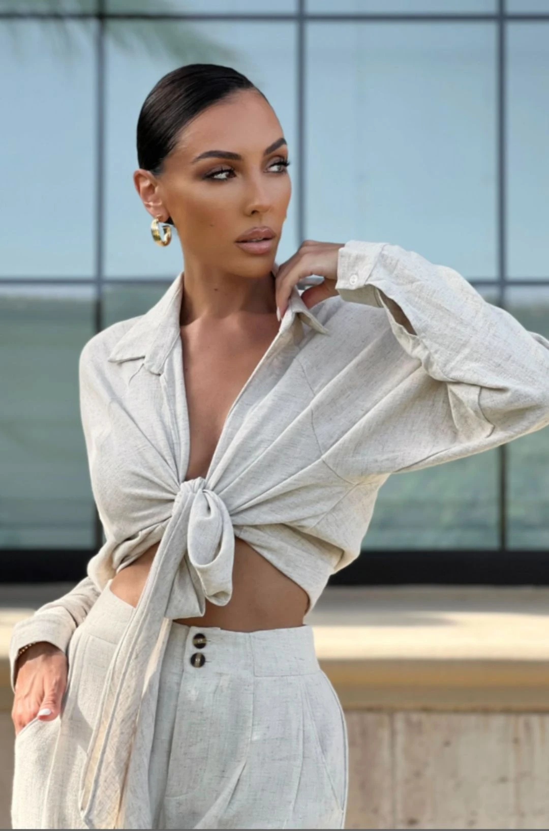 Stone Soho Front Tied Woven Top - Image 5