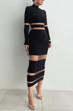 Noir The One Mock Neck Midi Dress