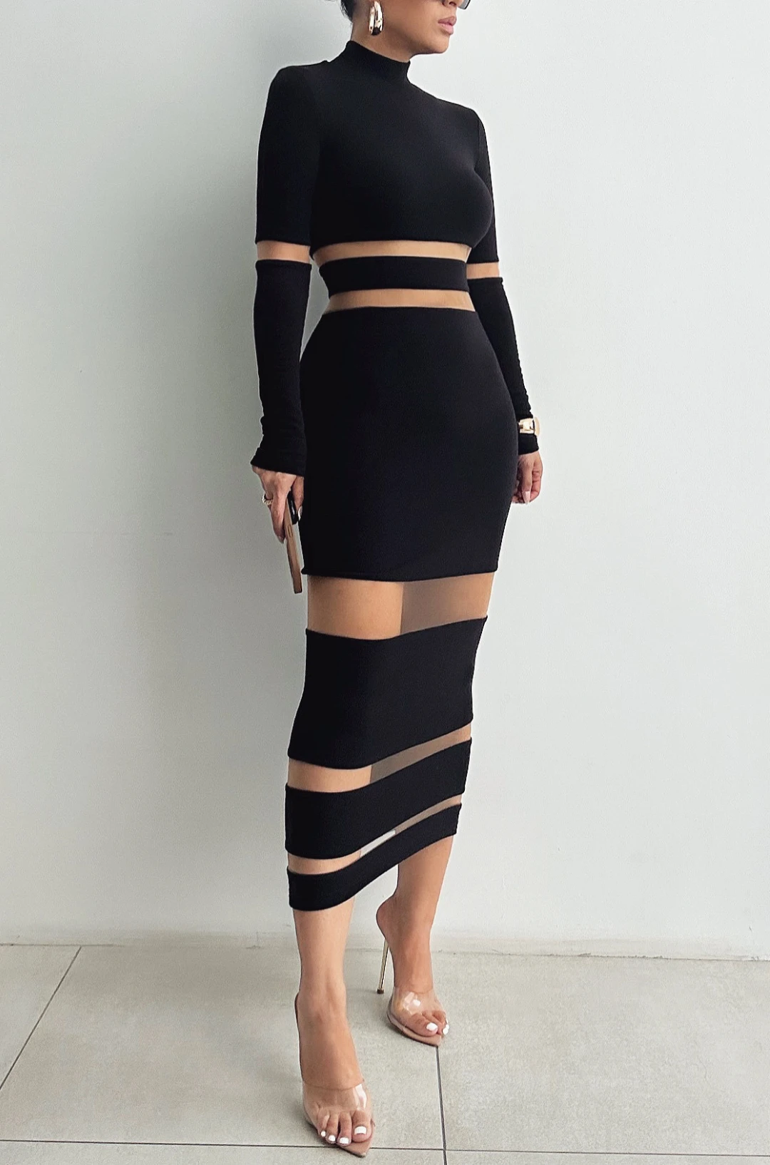 Noir The One Mock Neck Midi Dress