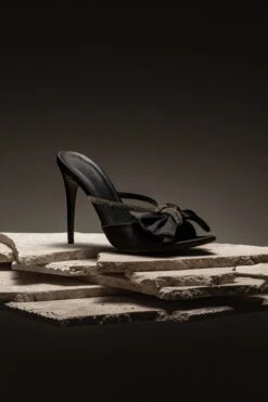 Black Glimmer Of Sparkle Rhinestone Heels