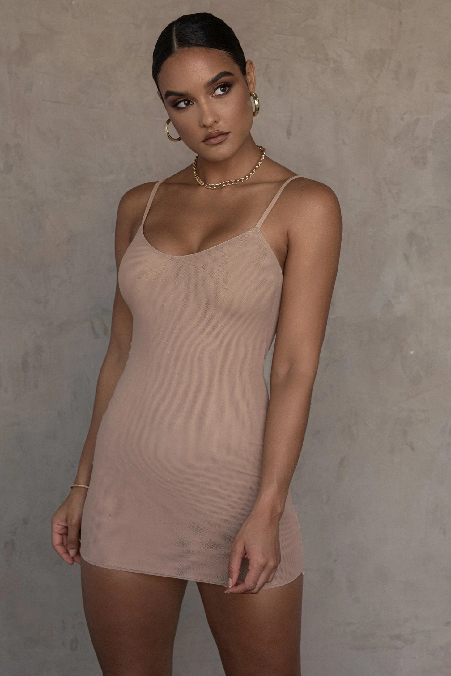 Beige Mesh Layering Mini Dress Undergarment - Image 7