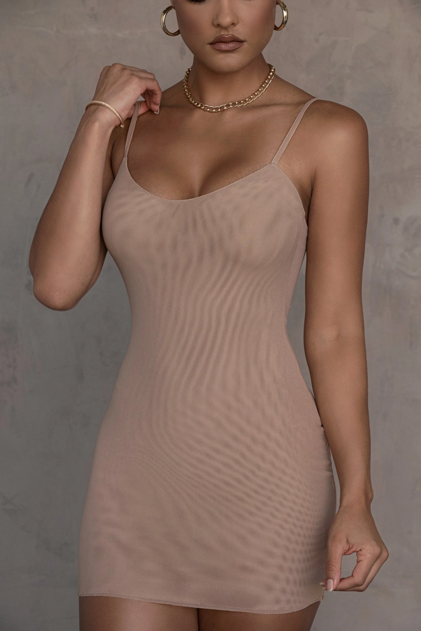 Beige Mesh Layering Mini Dress Undergarment - Image 11