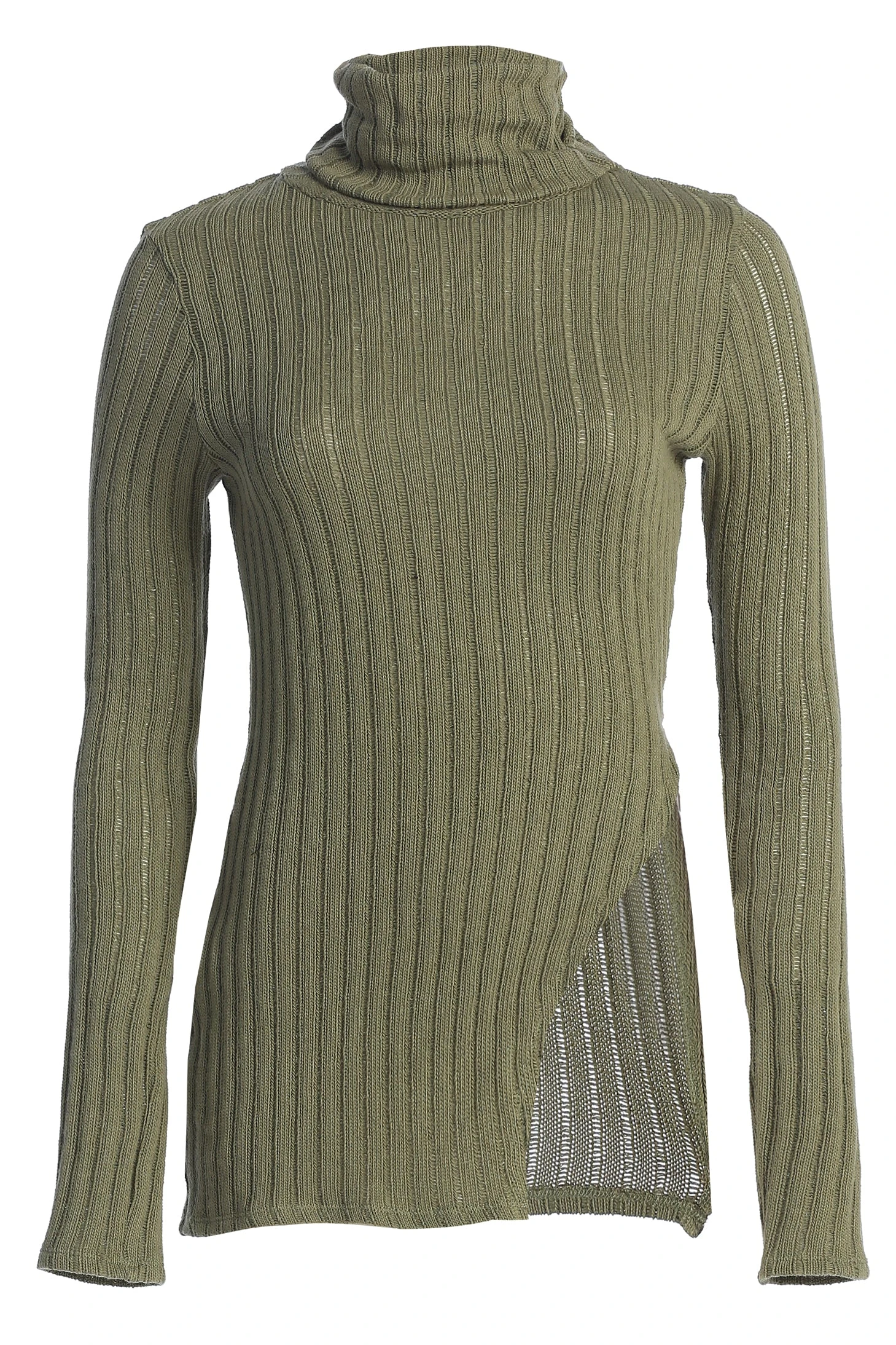Olive One Call Away Ribbed Turtleneck Top - Image 3