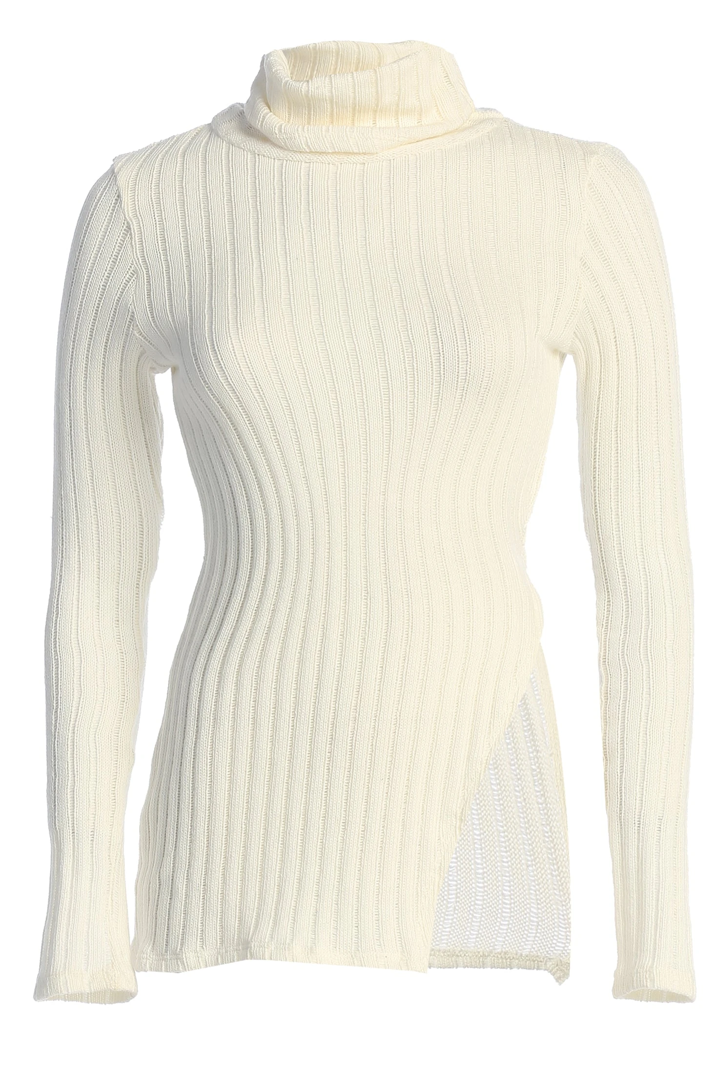 White One Call Away Ribbed Turtleneck Top - Image 3
