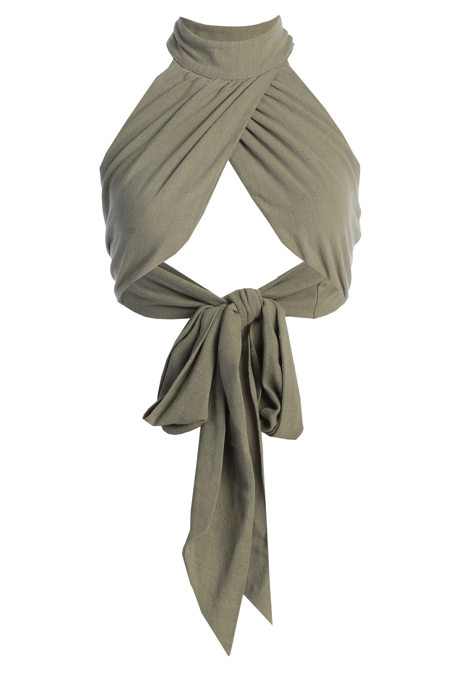 Light Olive No Promises Halter Top - Image 2