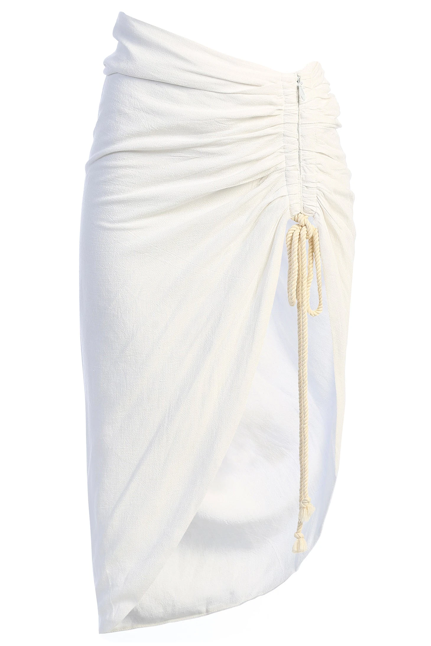 Ivory Spring Ruched Linen Skirt - Image 4