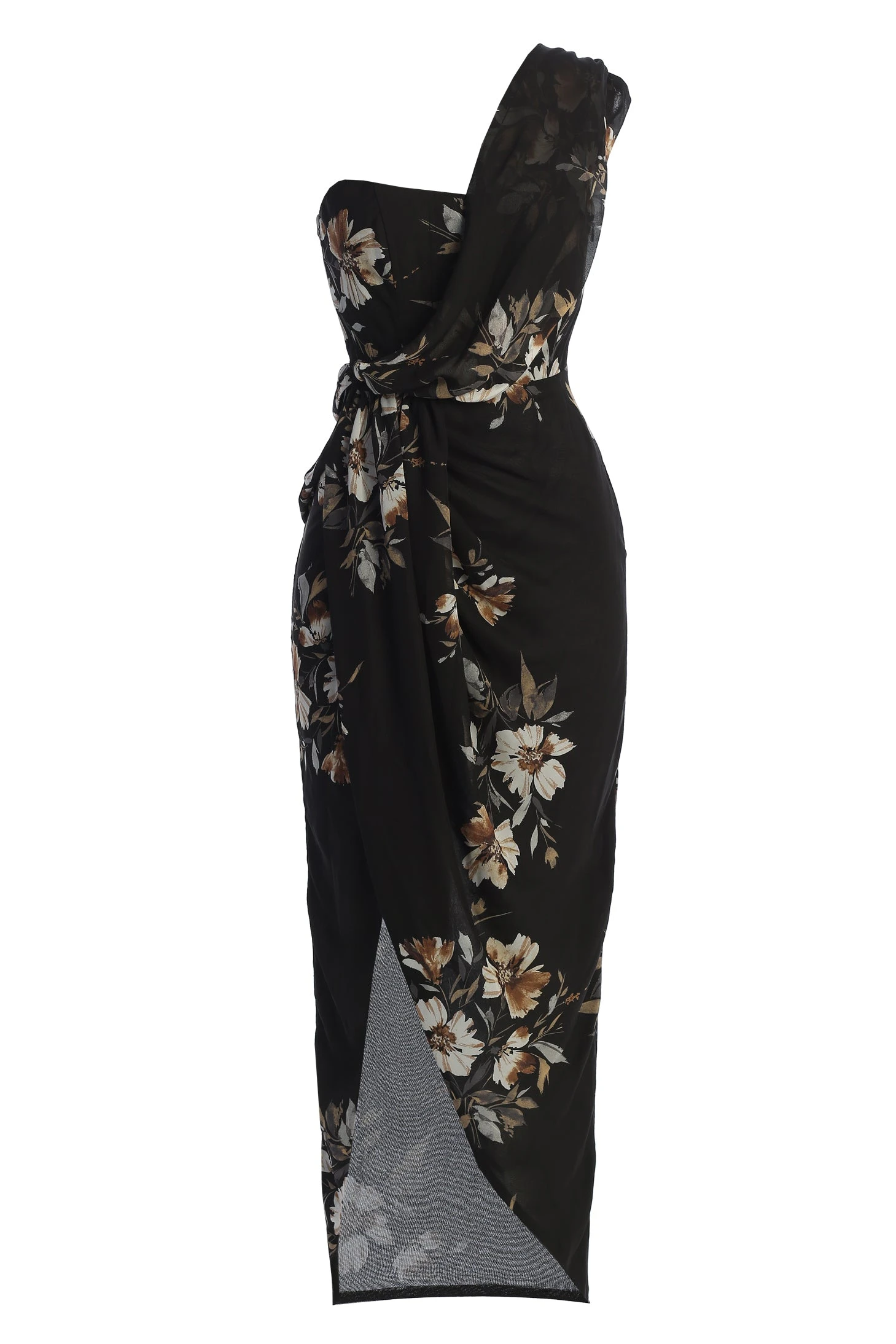 Grey Floral Dream Chiffon Dress - Image 3