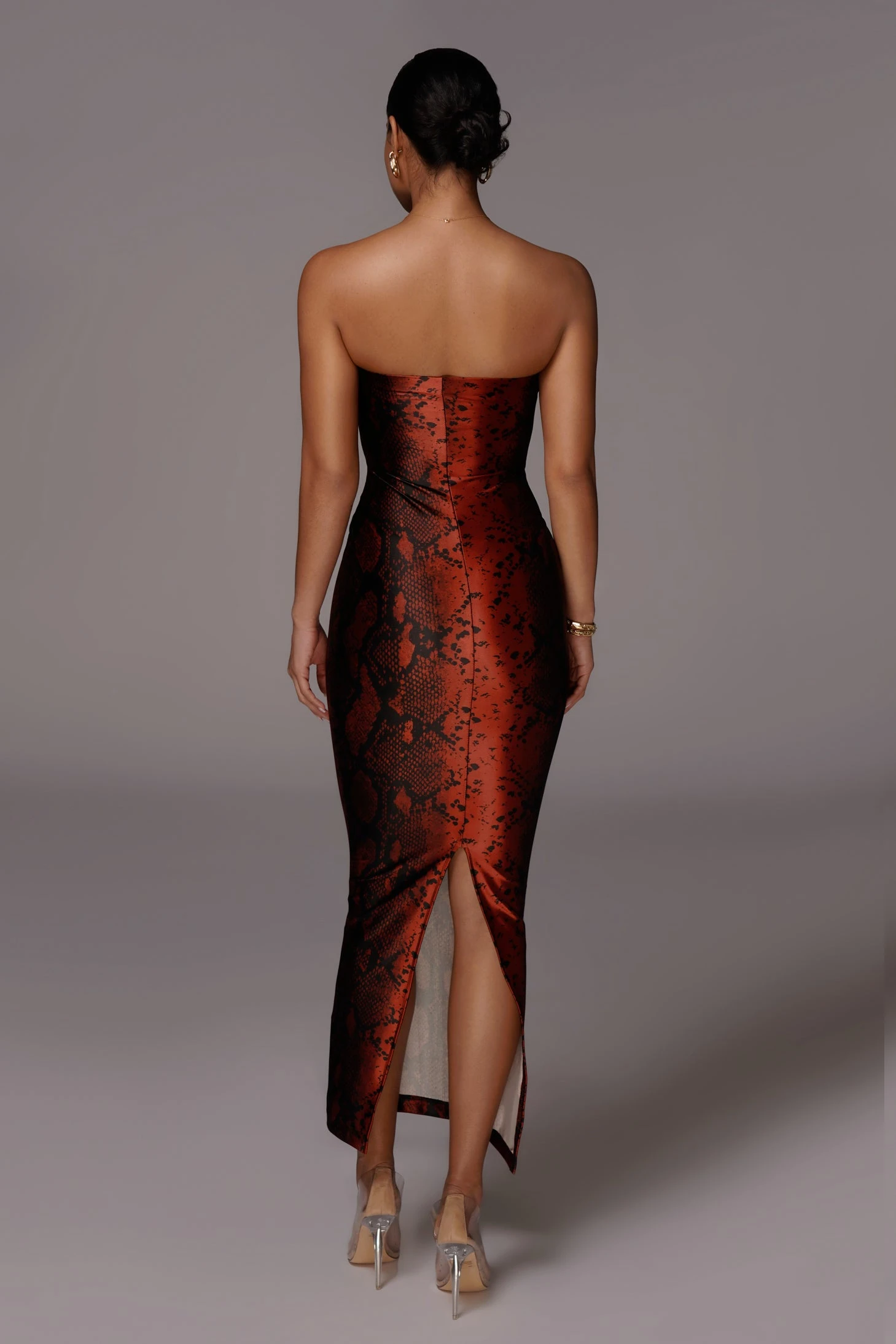 Red Bianca Snakeskin Slit Dress - Image 8