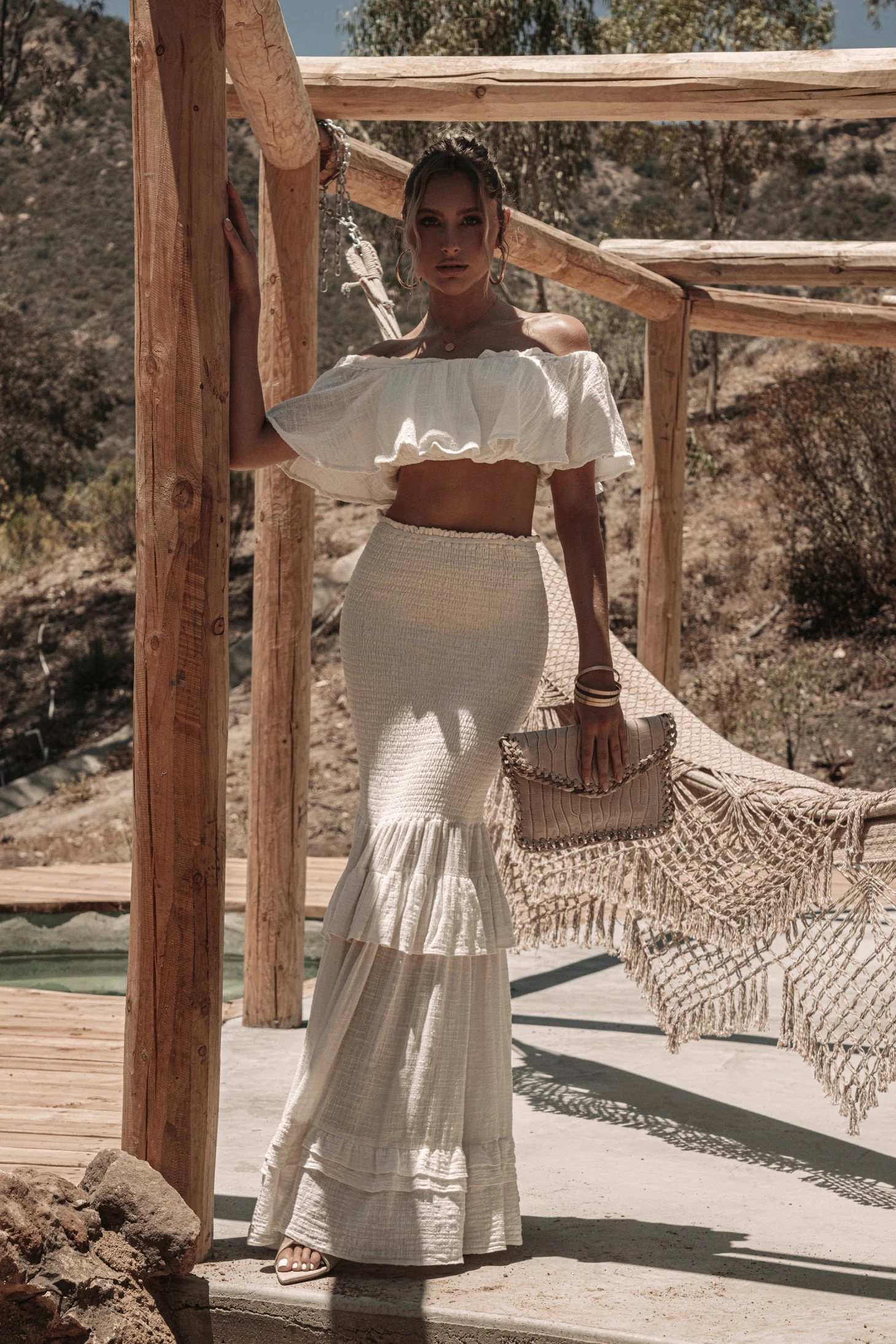 White Sienna Ruffled Skirt Set - Image 3