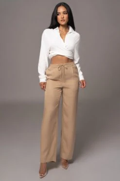 Tan Nova Nylon Drawstring Pants