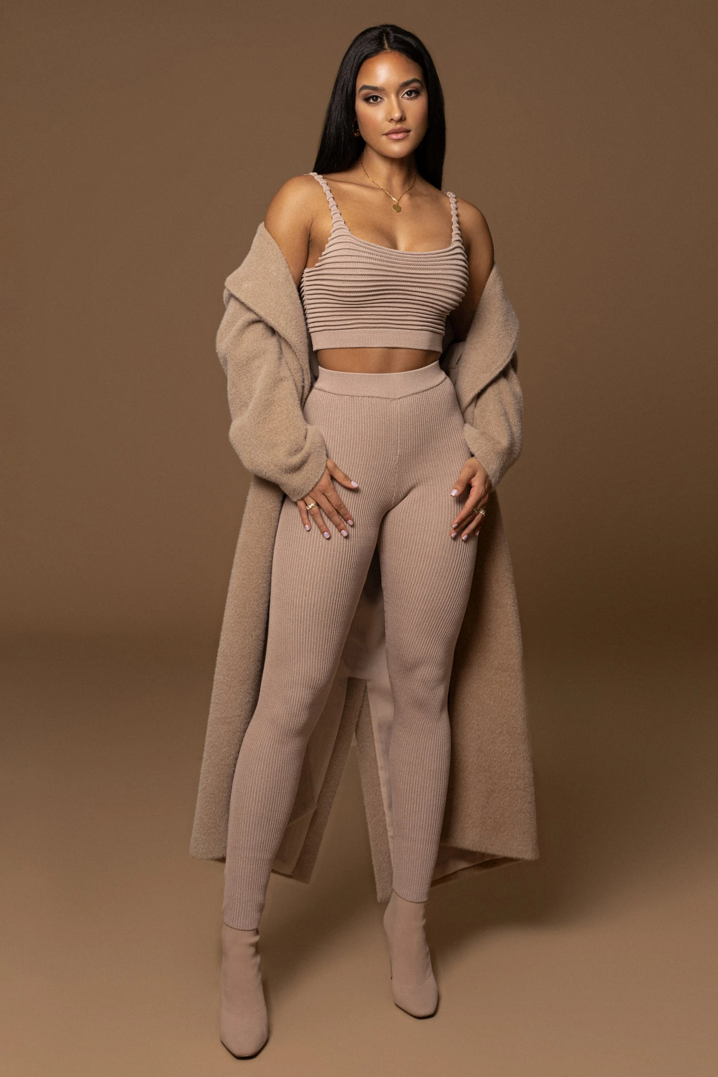 Sand Chelsie Longline Coat - Image 12