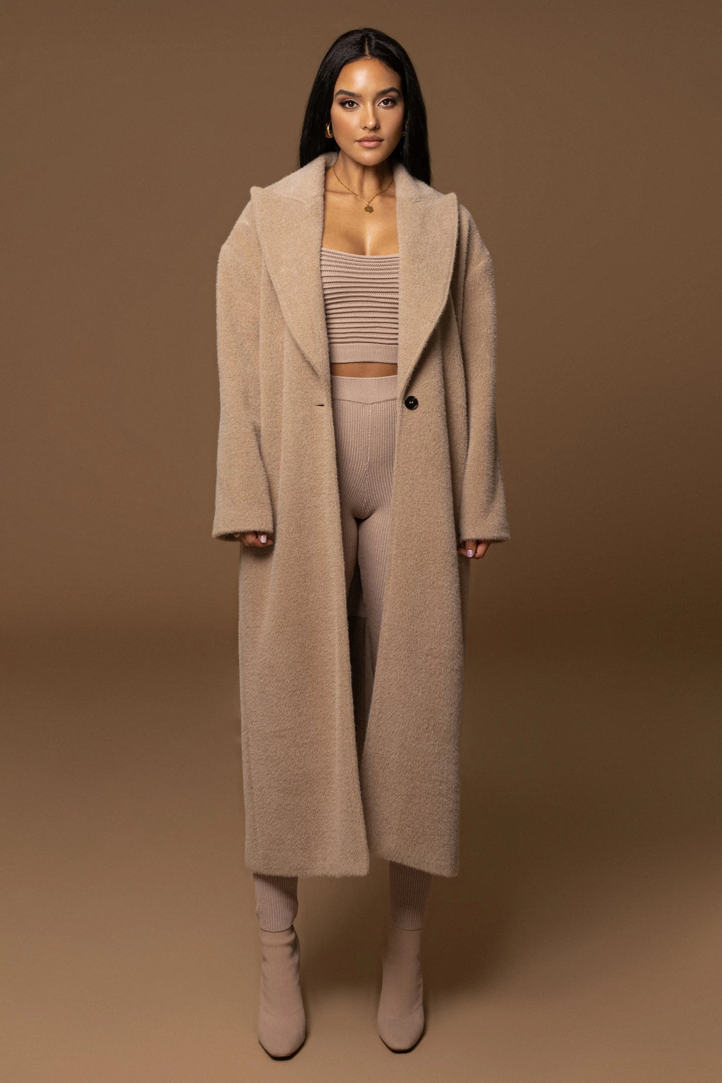 Sand Chelsie Longline Coat - Image 4