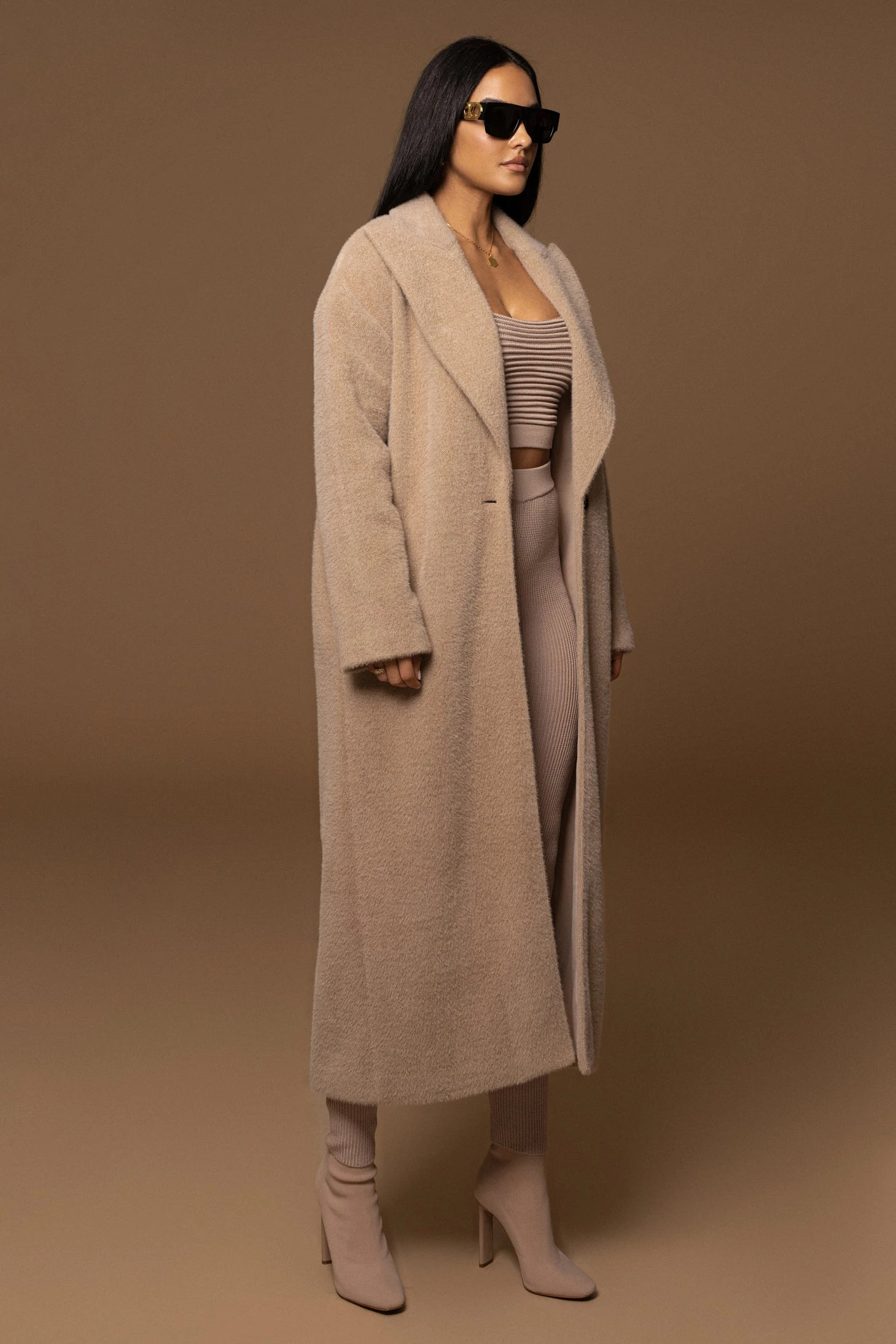 Sand Chelsie Longline Coat - Image 16