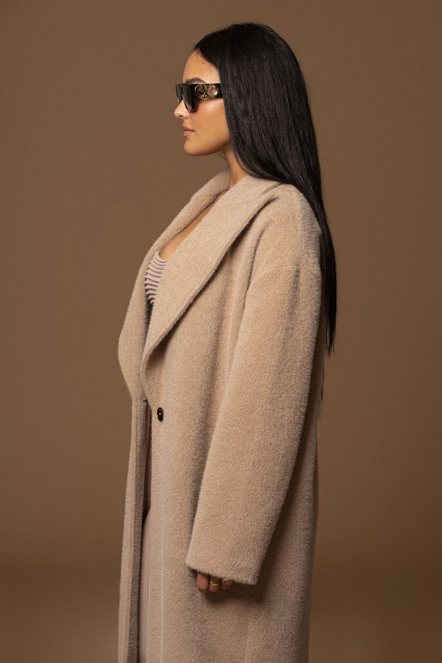 Sand Chelsie Longline Coat - Image 20