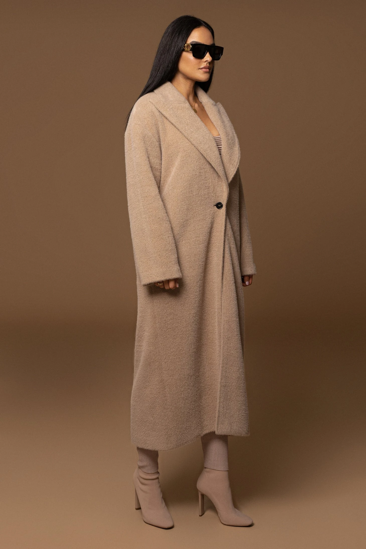 Sand Chelsie Longline Coat - Image 13