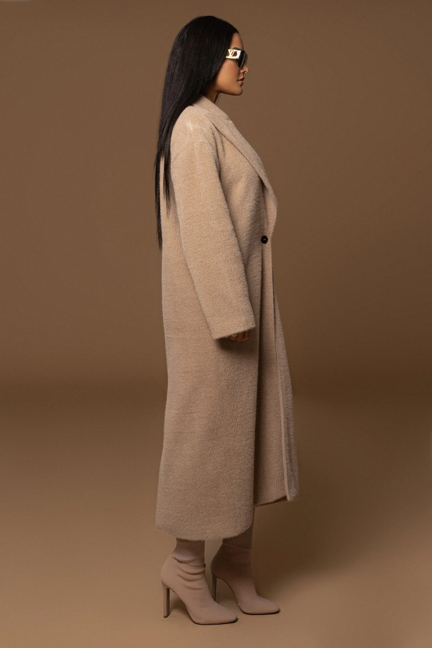 Sand Chelsie Longline Coat - Image 19