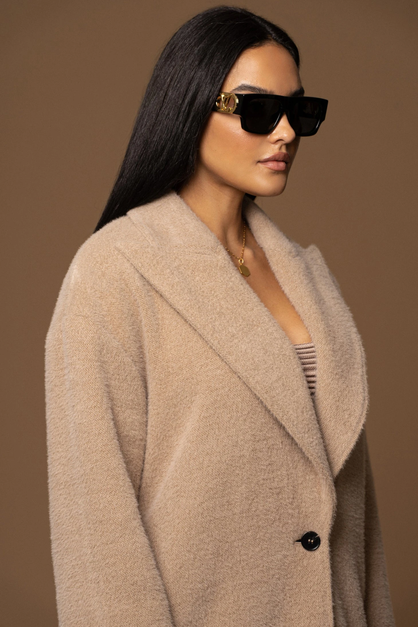 Sand Chelsie Longline Coat - Image 14