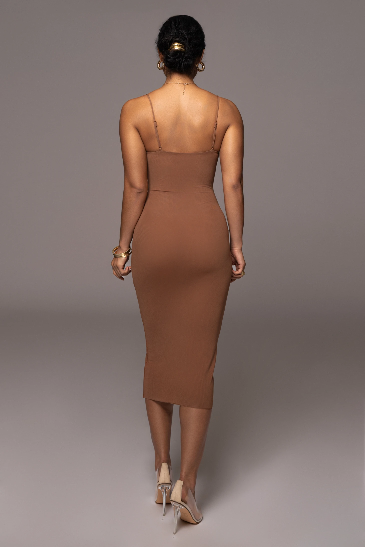 Pecan Rochelle Mesh Midi Dress - Image 7