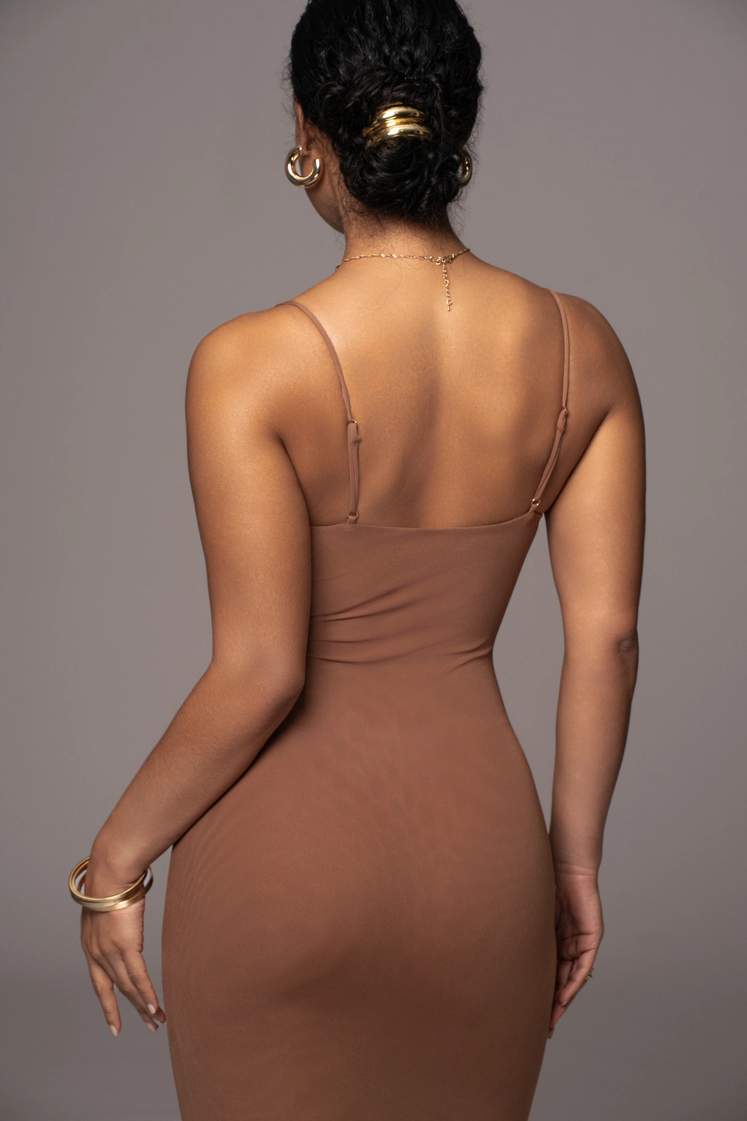 Pecan Rochelle Mesh Midi Dress - Image 6