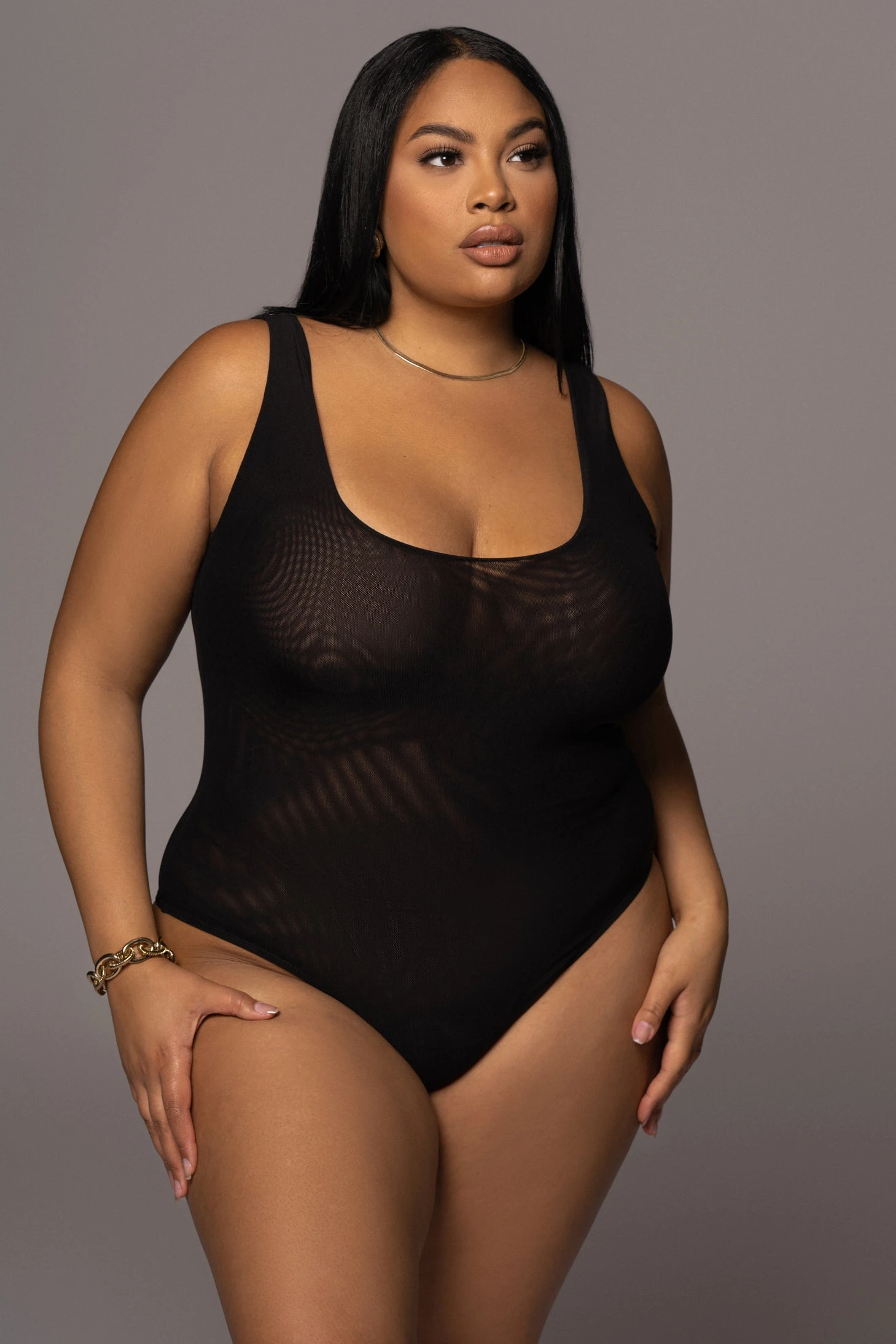 Noir Mesh Essentials Tank Bodysuit Undergarment - Image 3