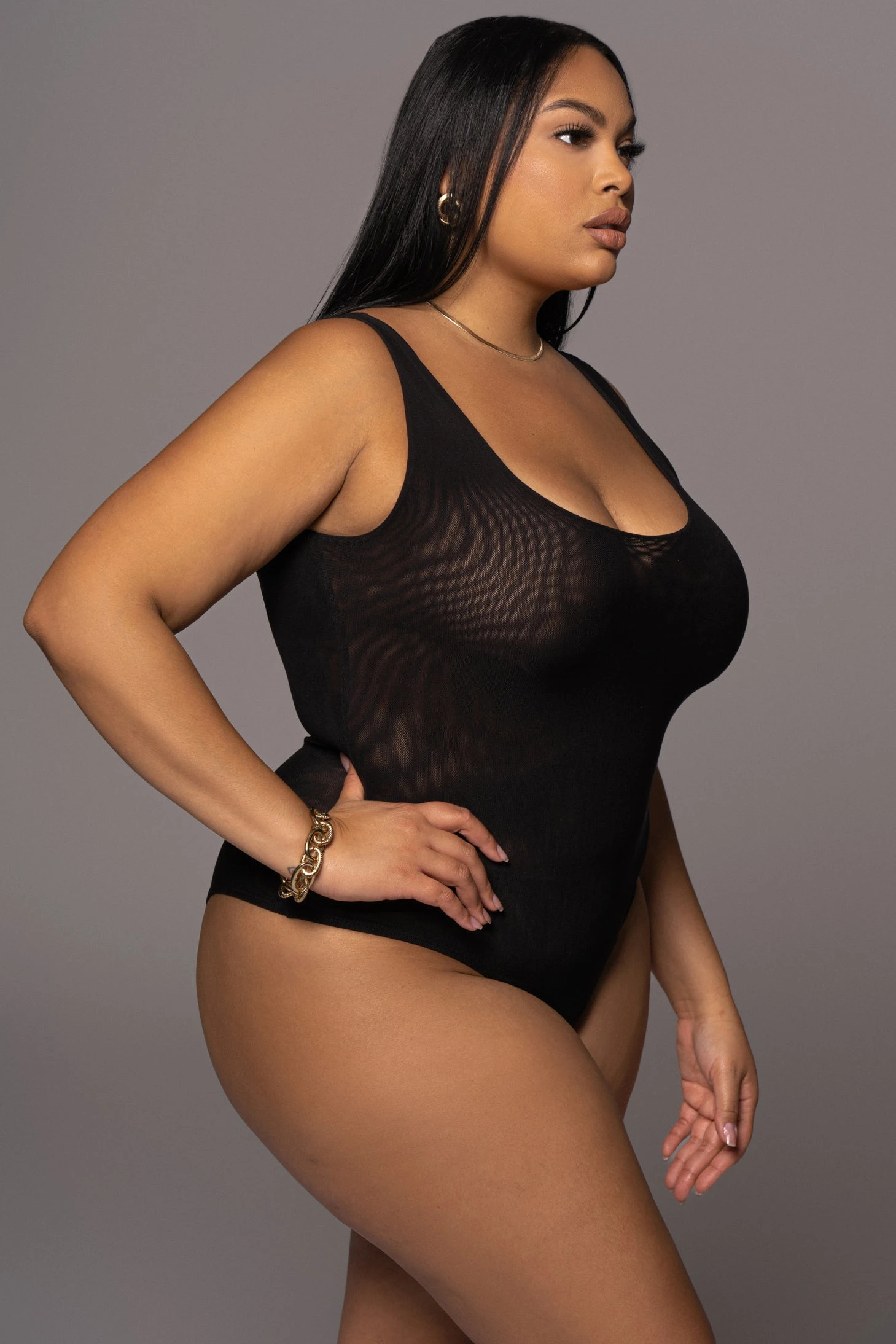 Noir Mesh Essentials Tank Bodysuit Undergarment - Image 2
