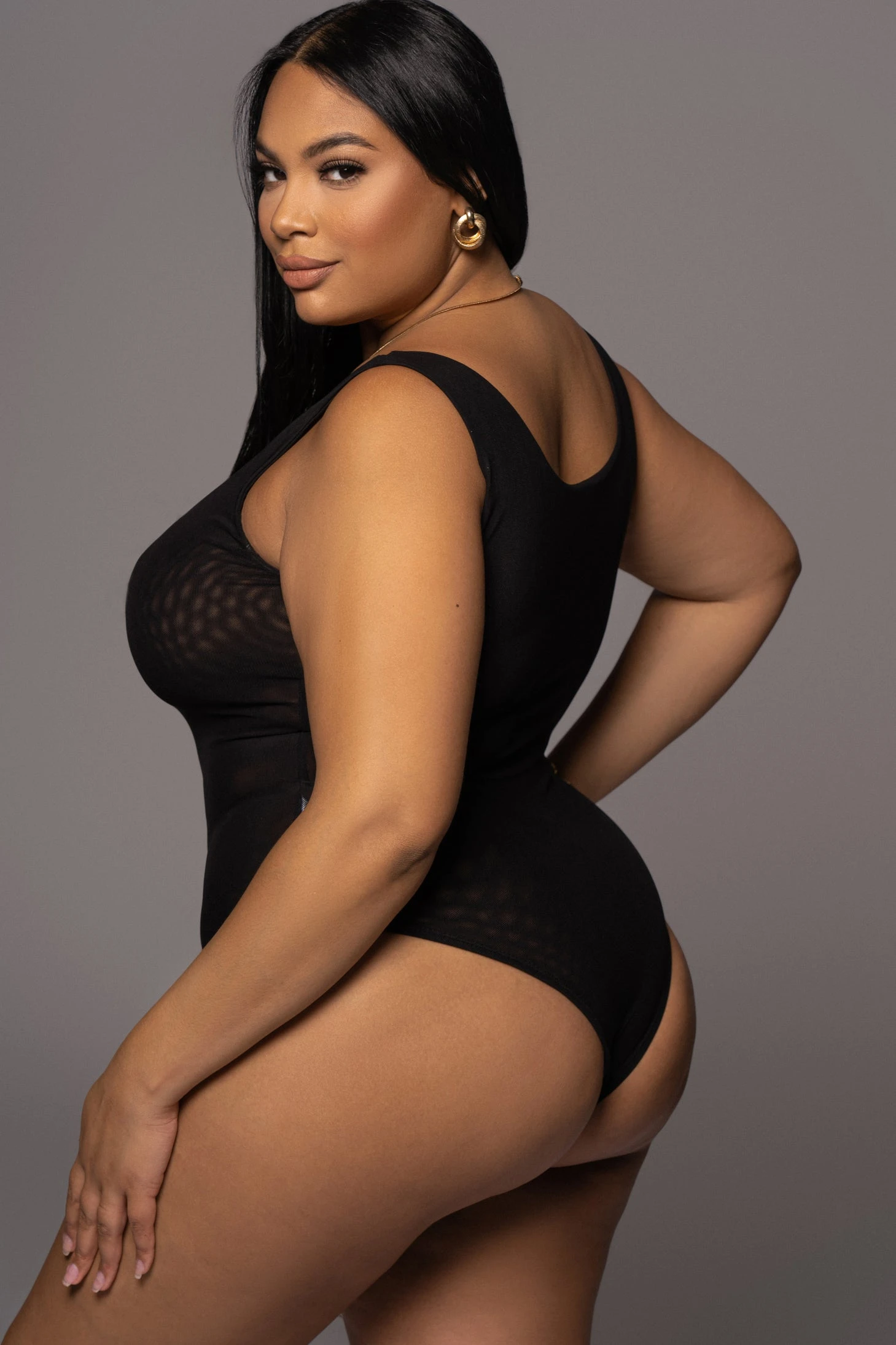 Noir Mesh Essentials Tank Bodysuit Undergarment - Image 4