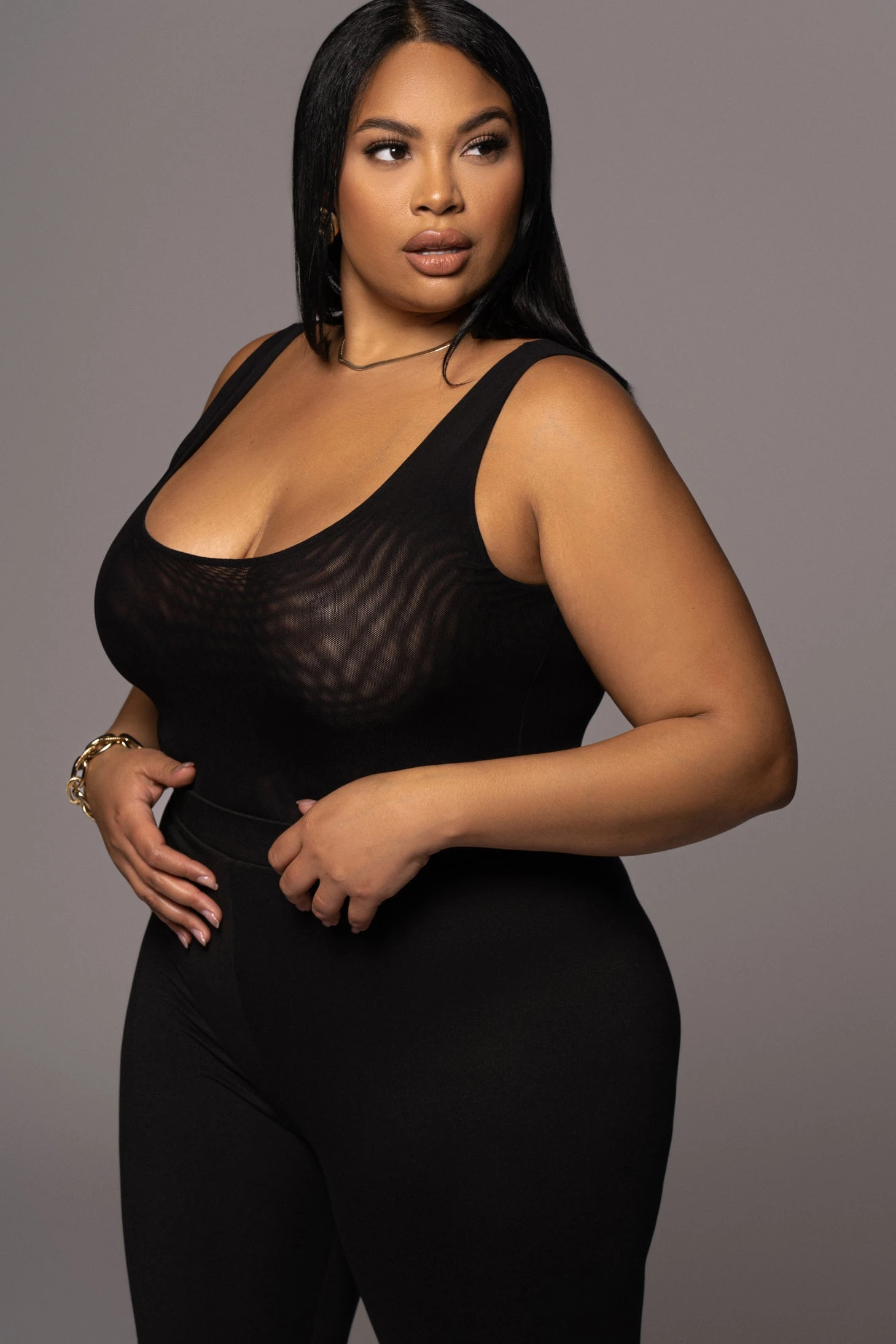 Noir Mesh Essentials Tank Bodysuit Undergarment - Image 13