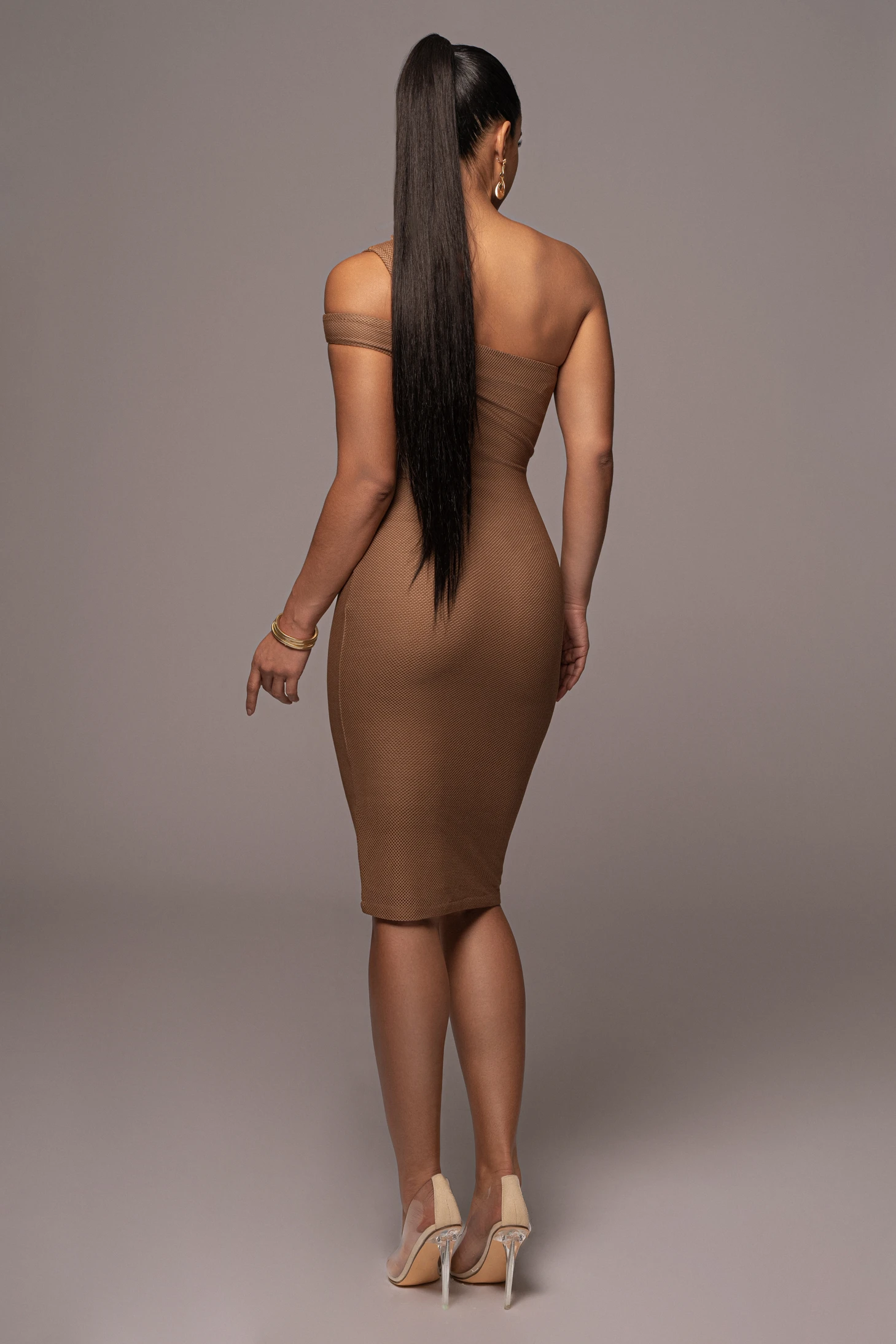 Tan Genasis One Shoulder Dress - Image 9