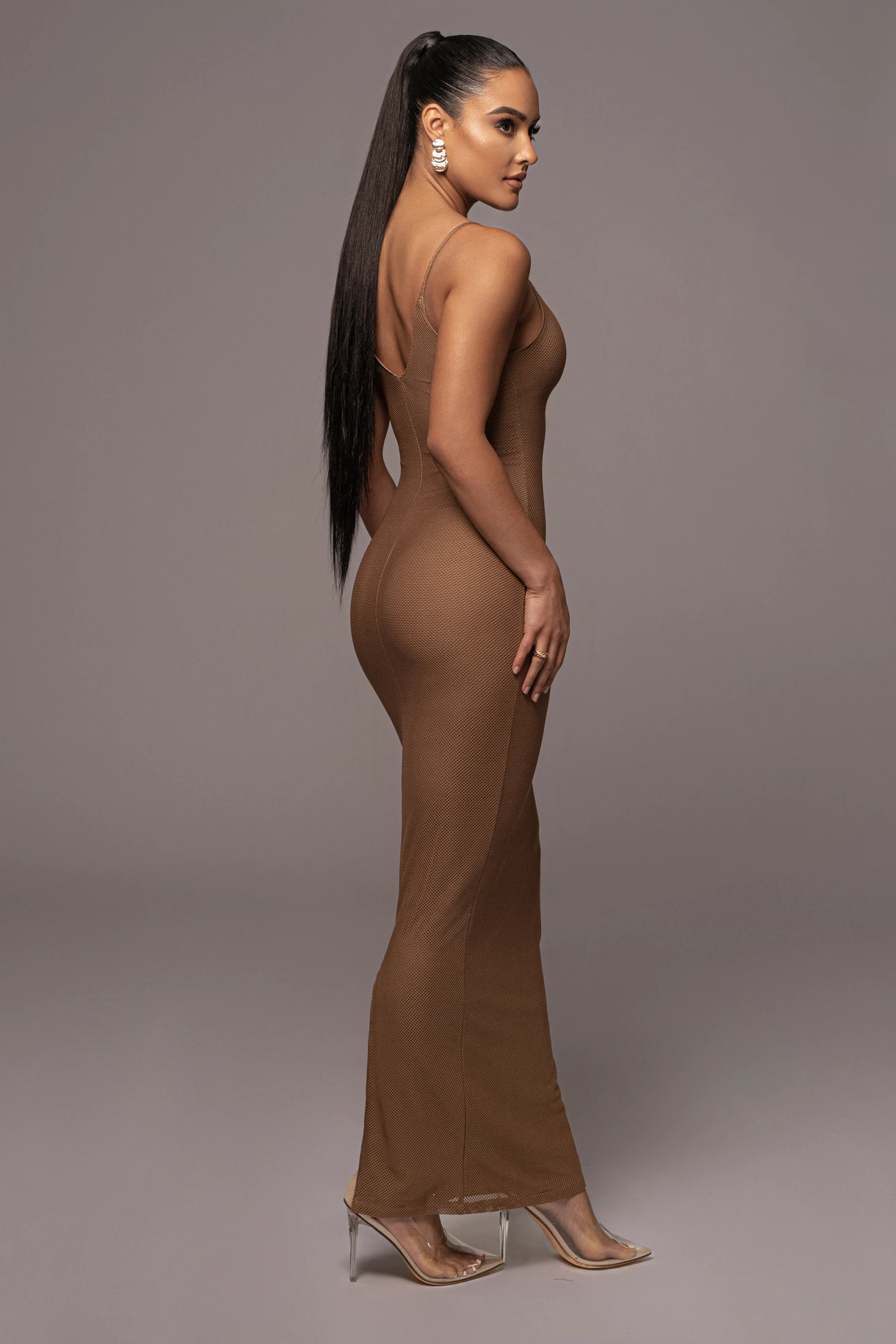 Tan Elba Knit Maxi Dress - Image 4