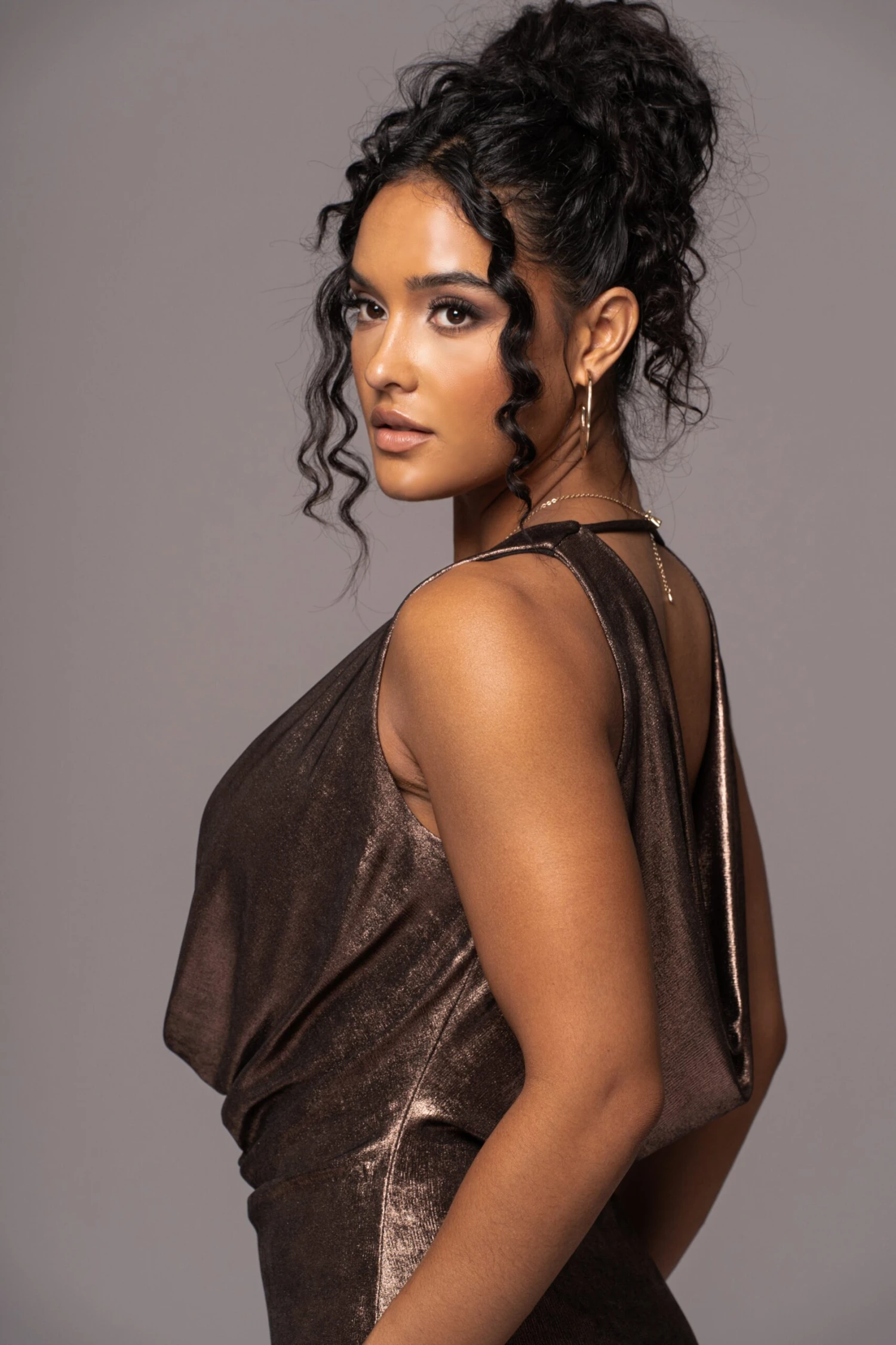 Rose Gold Highlights Cowl Neck Maxi Dress - Image 9