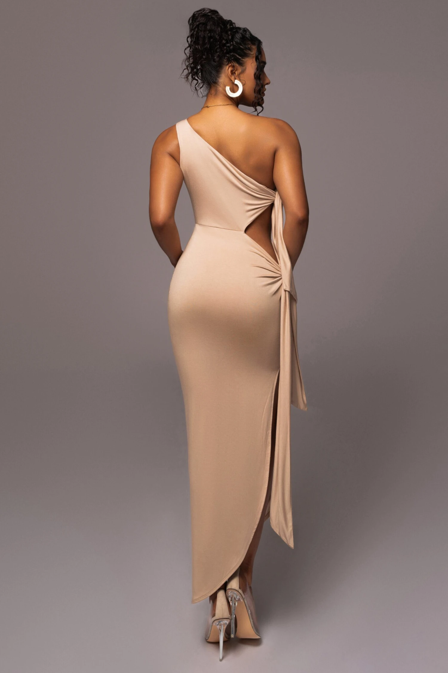 Tan Out Of Mind One Shoulder Dress - Image 9