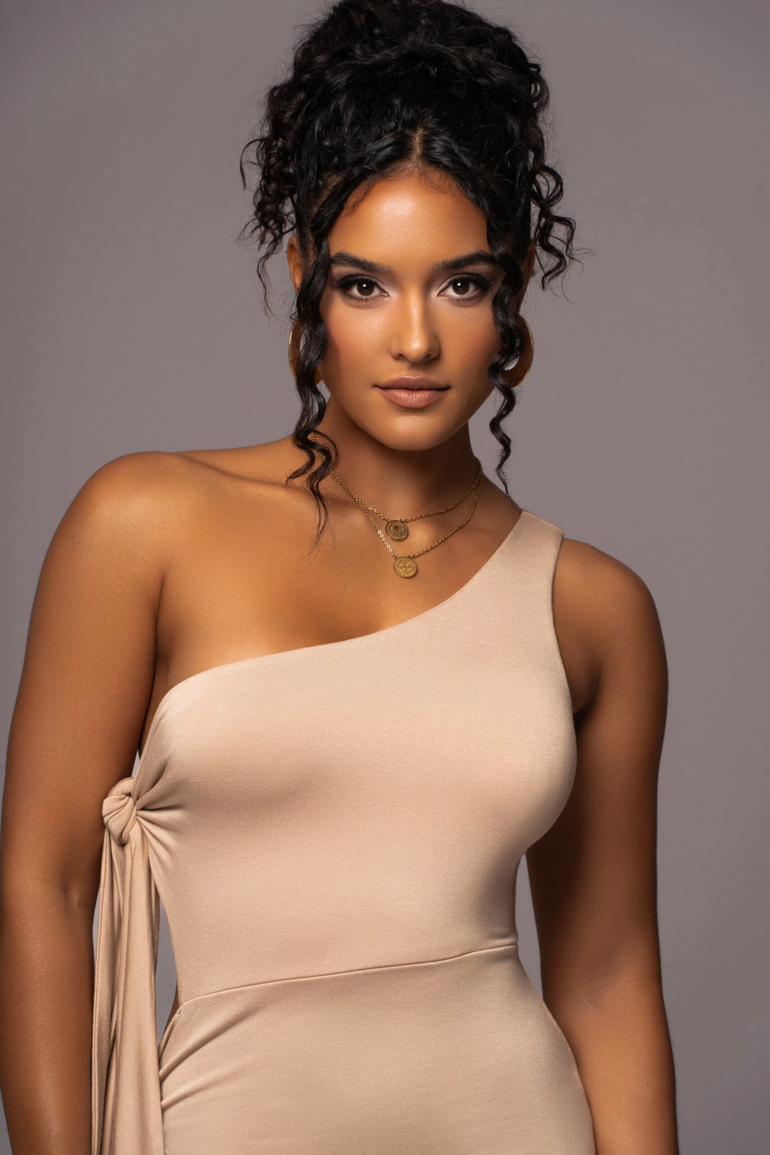 Tan Out Of Mind One Shoulder Dress - Image 6