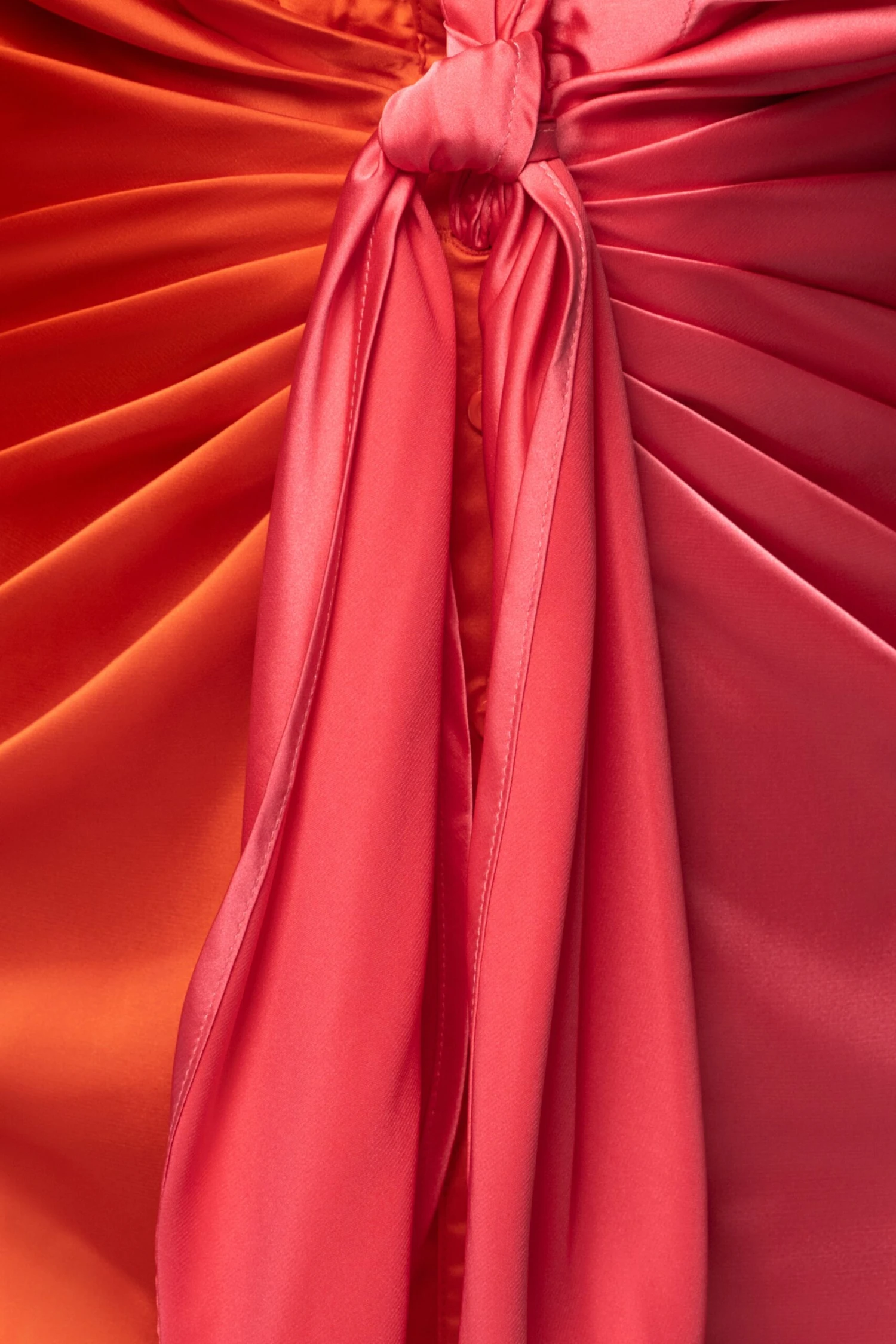 Pink Color Block Satin Midi Dress - Image 13