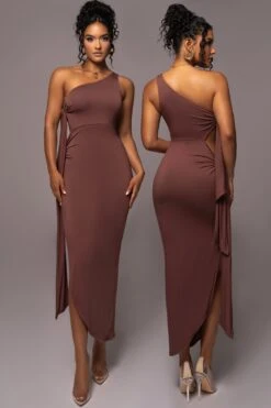Chocolate Out Of Mind One Shoulder Dress