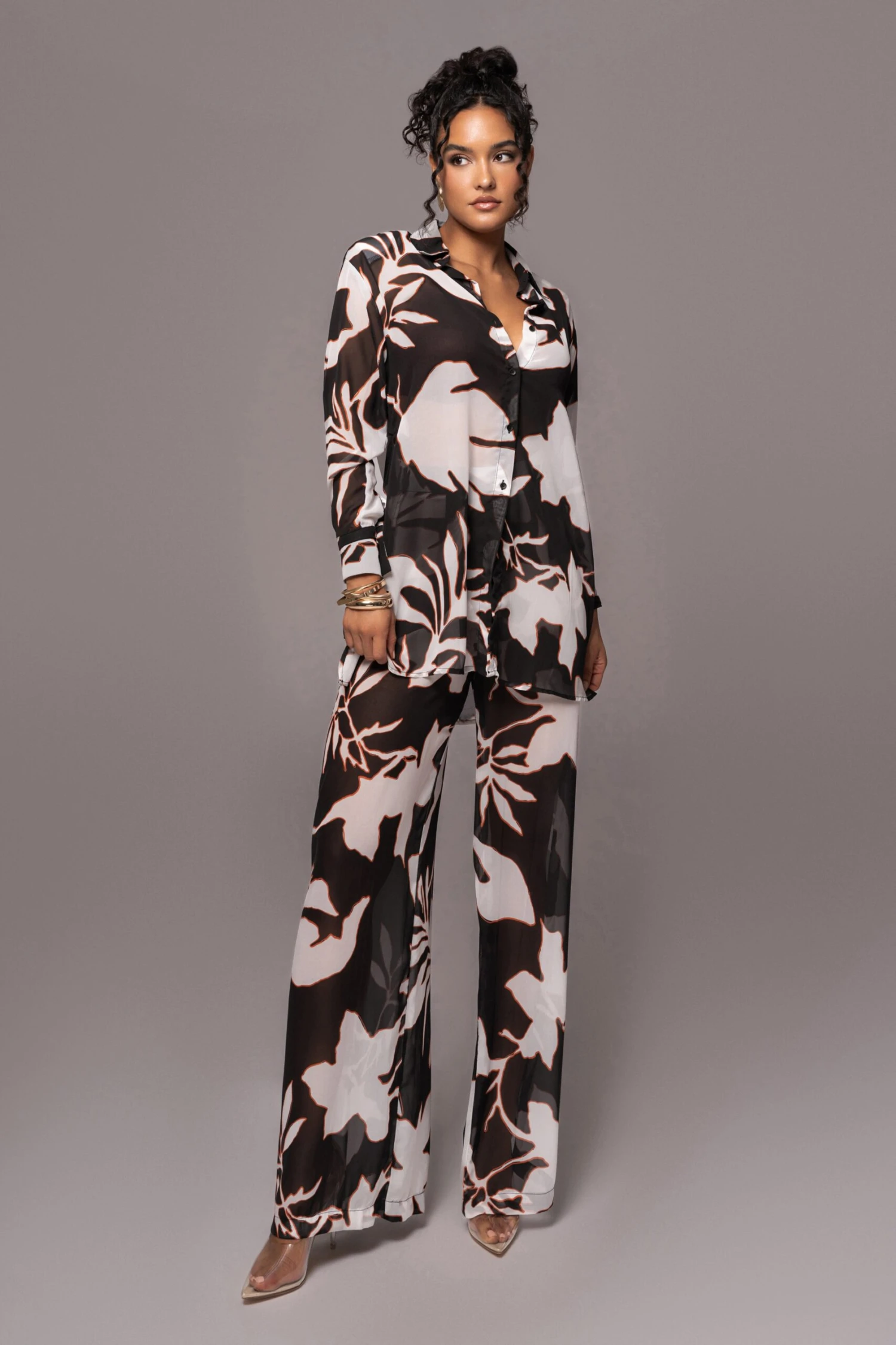 Ivory Floral Stay For A While Printed Trousers - Image 3