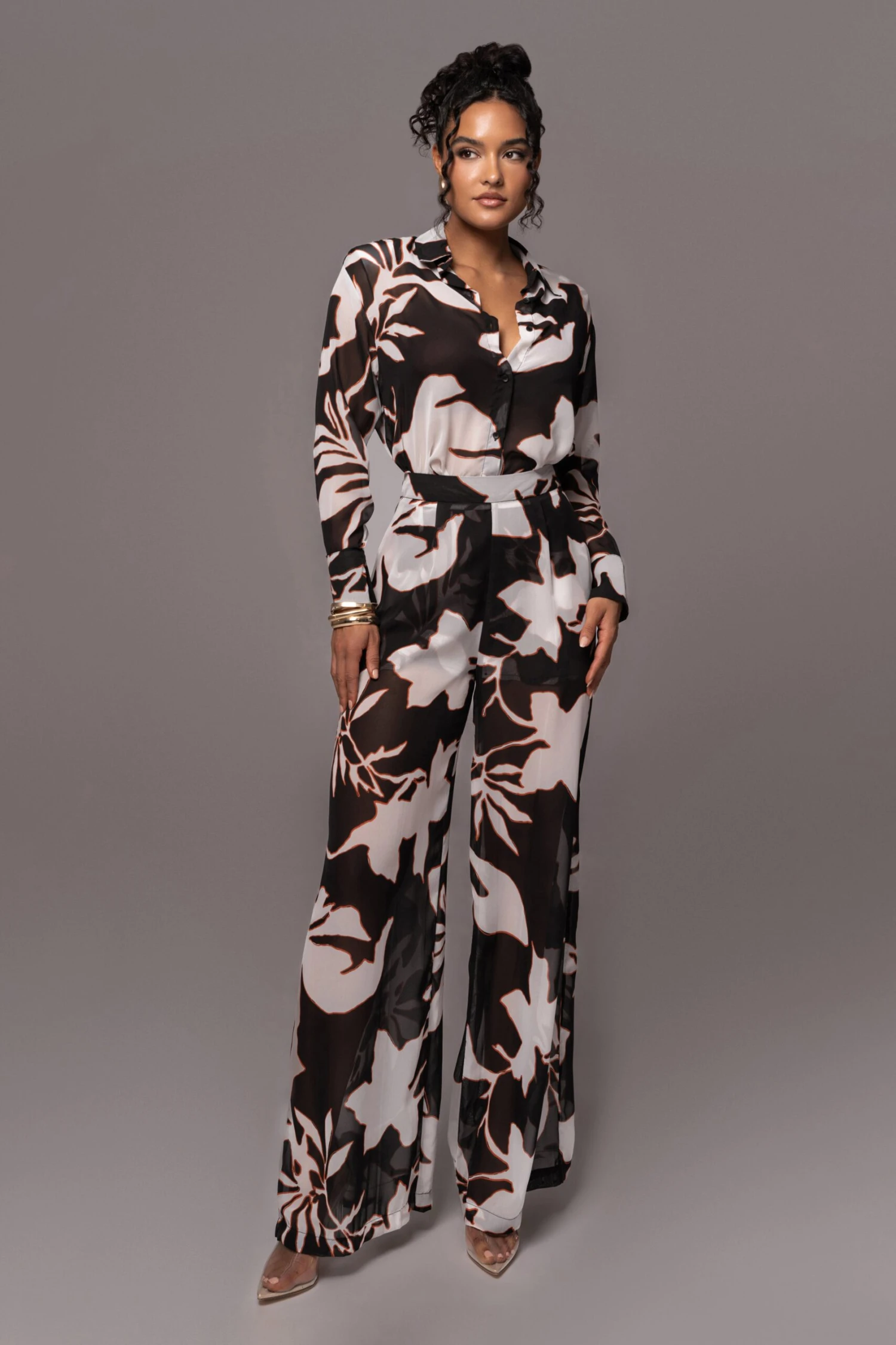 Ivory Floral Stay For A While Printed Trousers