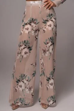 Purple Floral Stay For A While Printed Trousers
