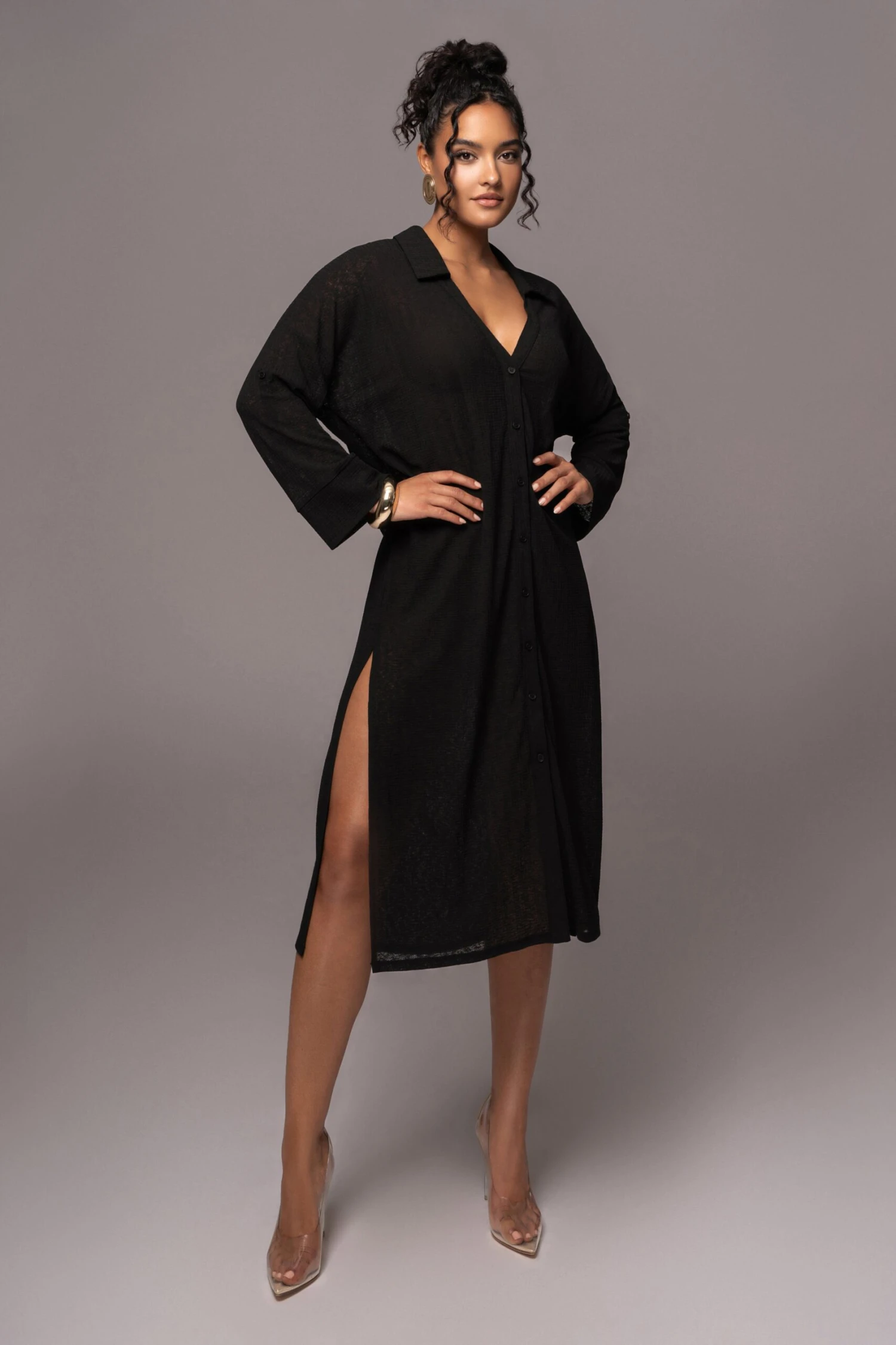 Black Sunlight Crinkled Mesh Skirt Set - Image 3