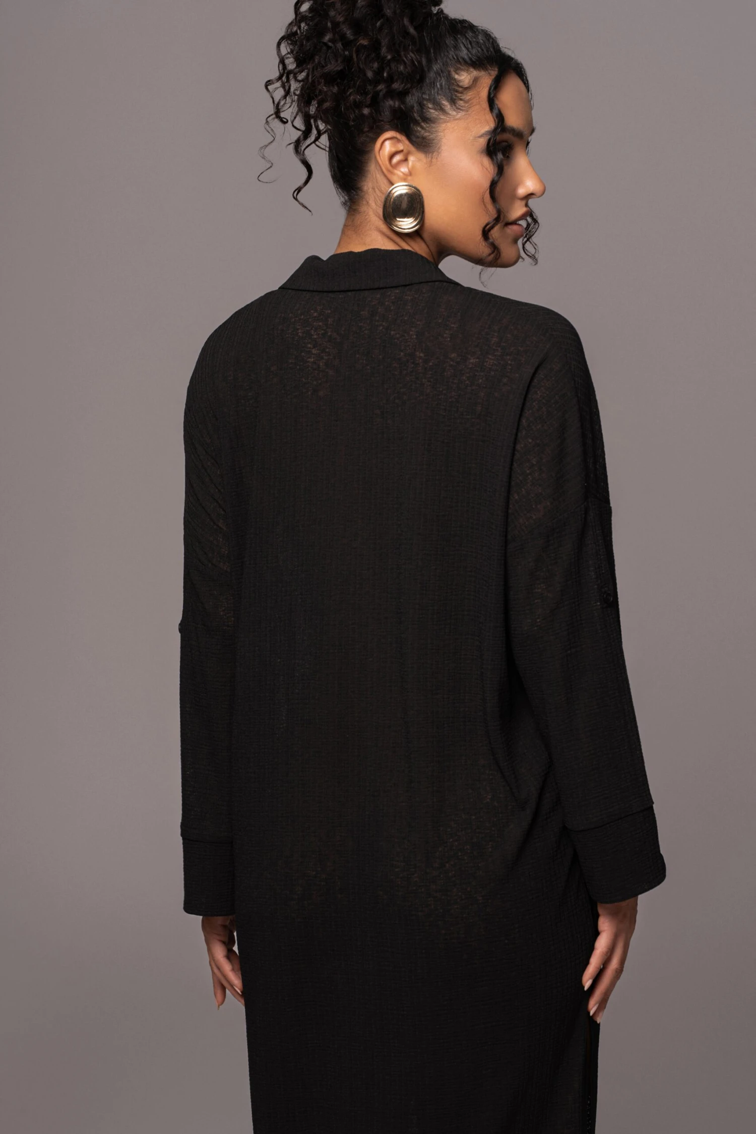 Black Sunlight Crinkled Mesh Skirt Set - Image 8