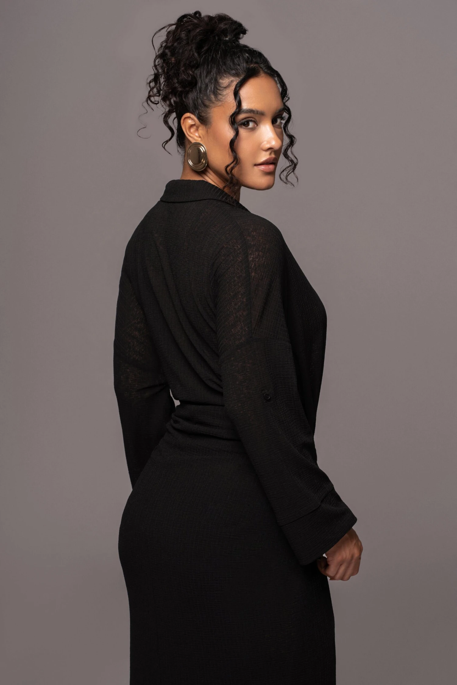 Black Sunlight Crinkled Mesh Skirt Set - Image 7