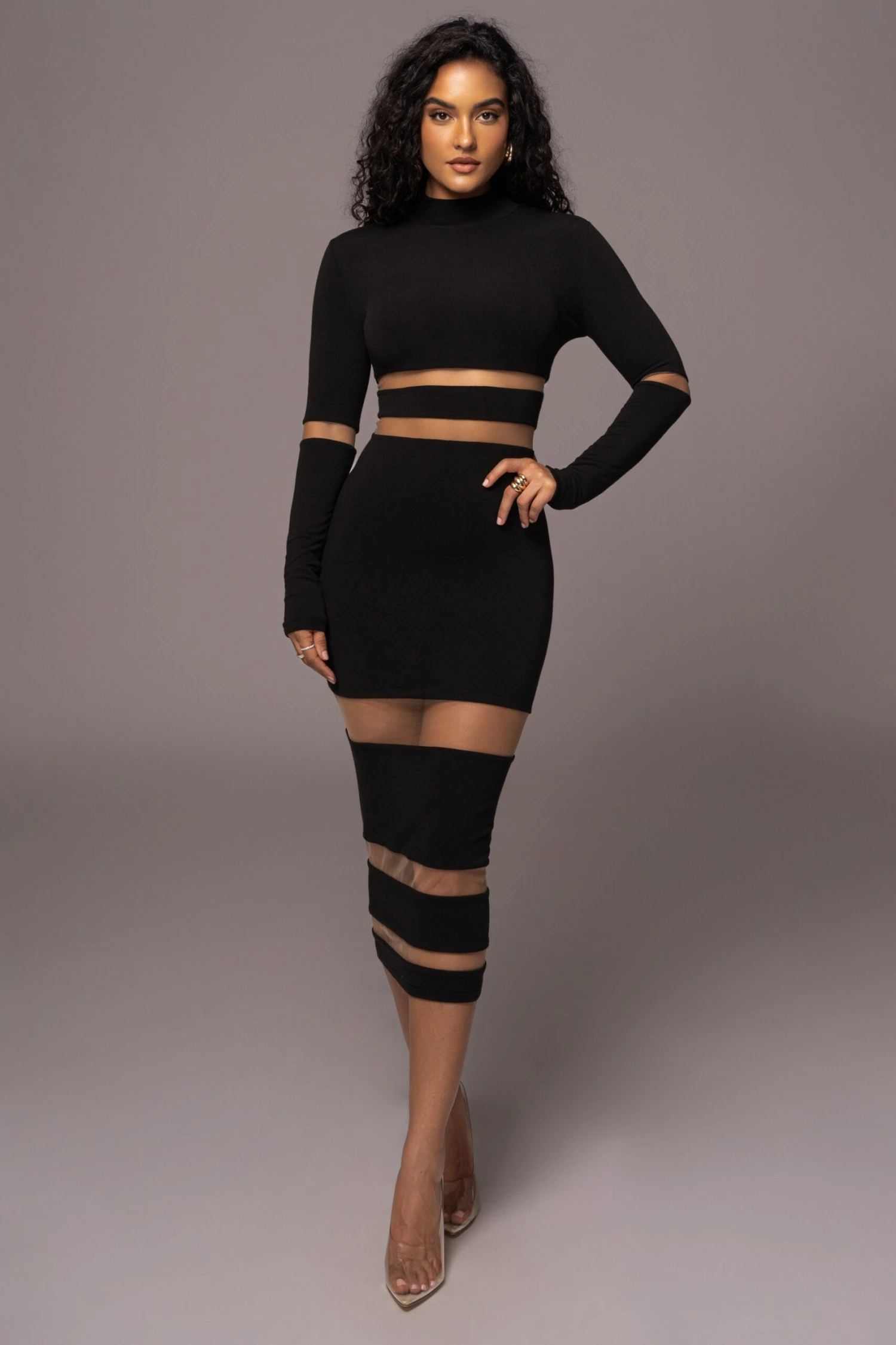 Noir The One Mock Neck Midi Dress - Image 3