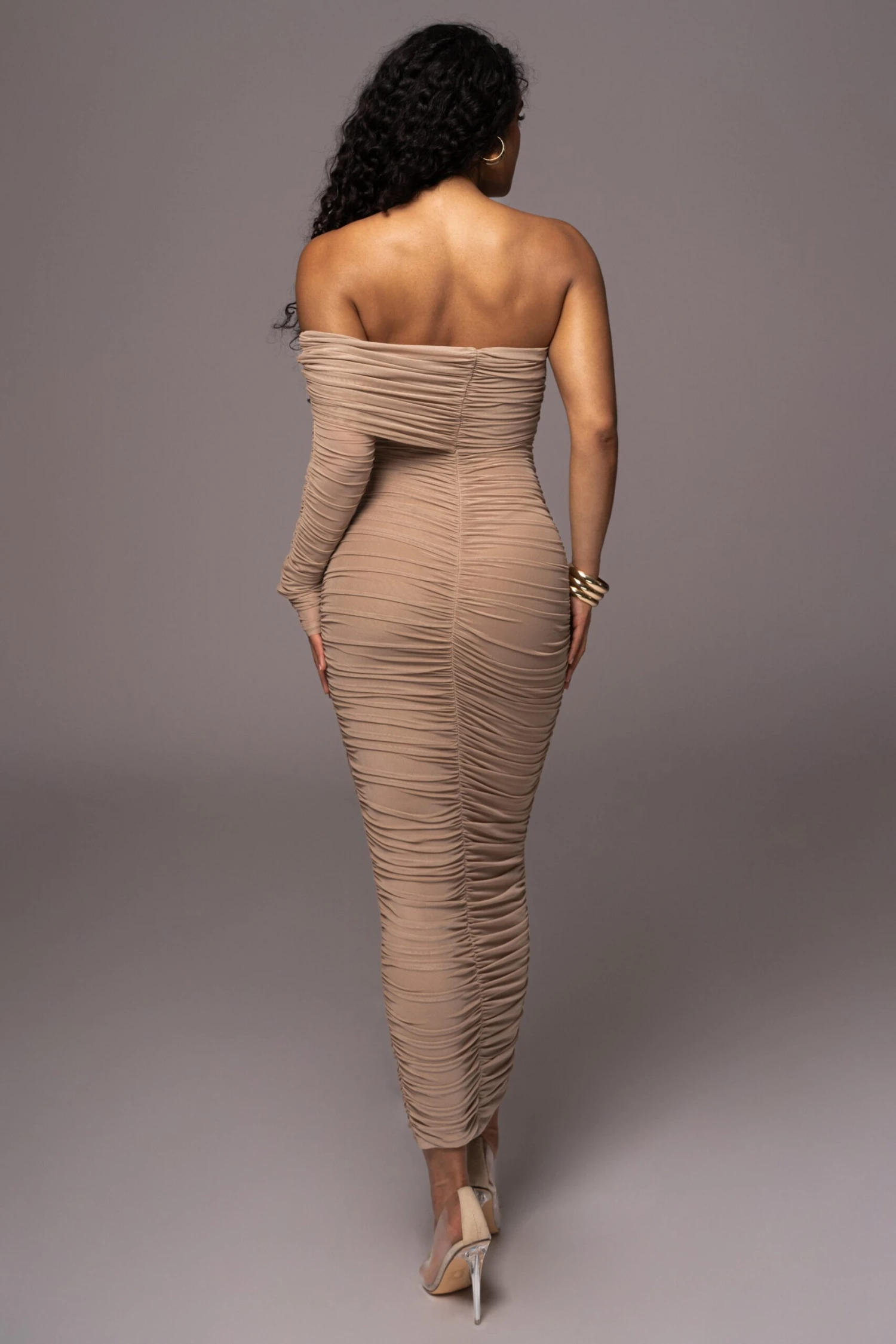 Tan Denise Ruched Dress - Image 9
