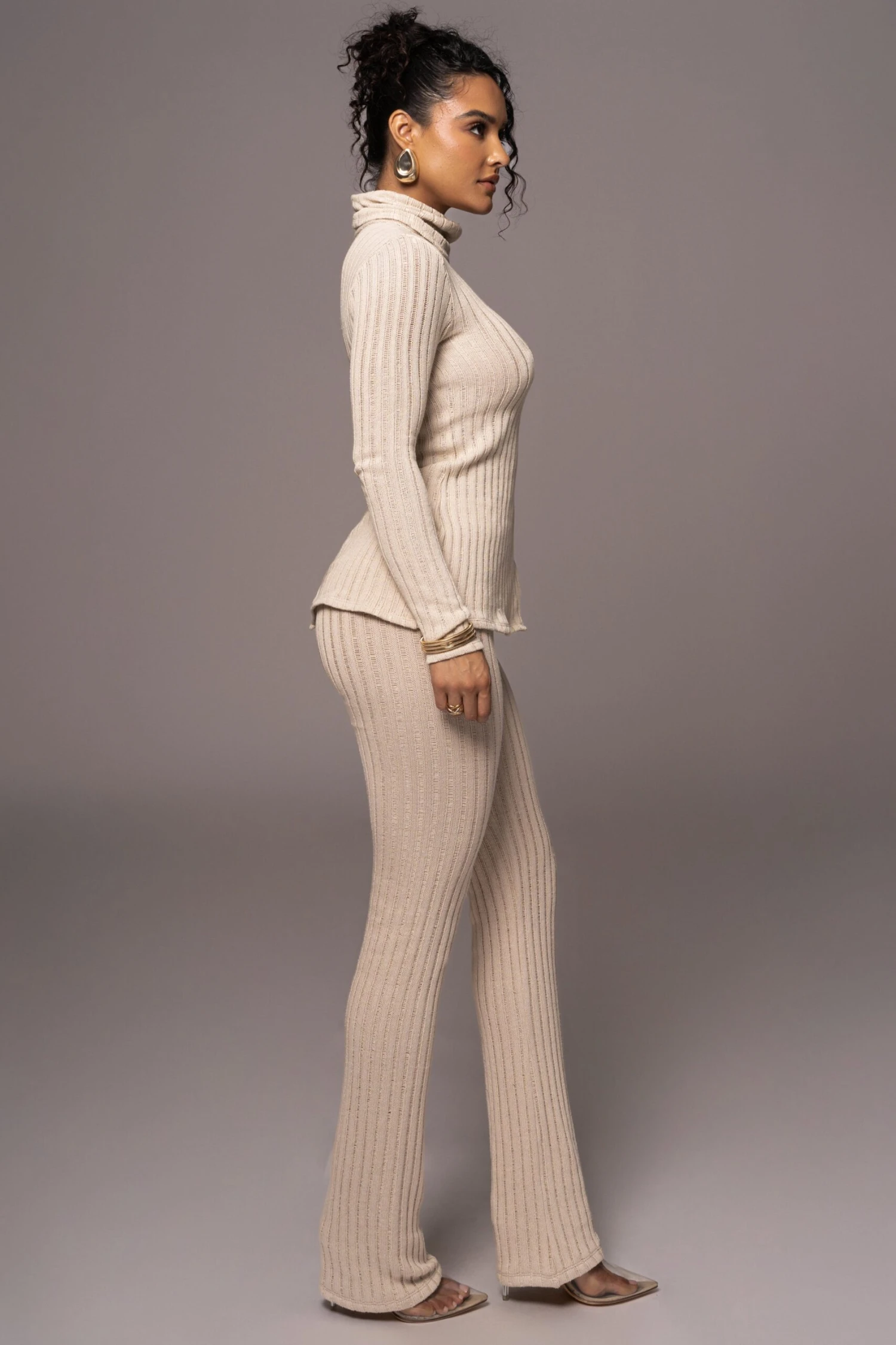 Natural One Call Away Ribbed Turtleneck Top - Image 9