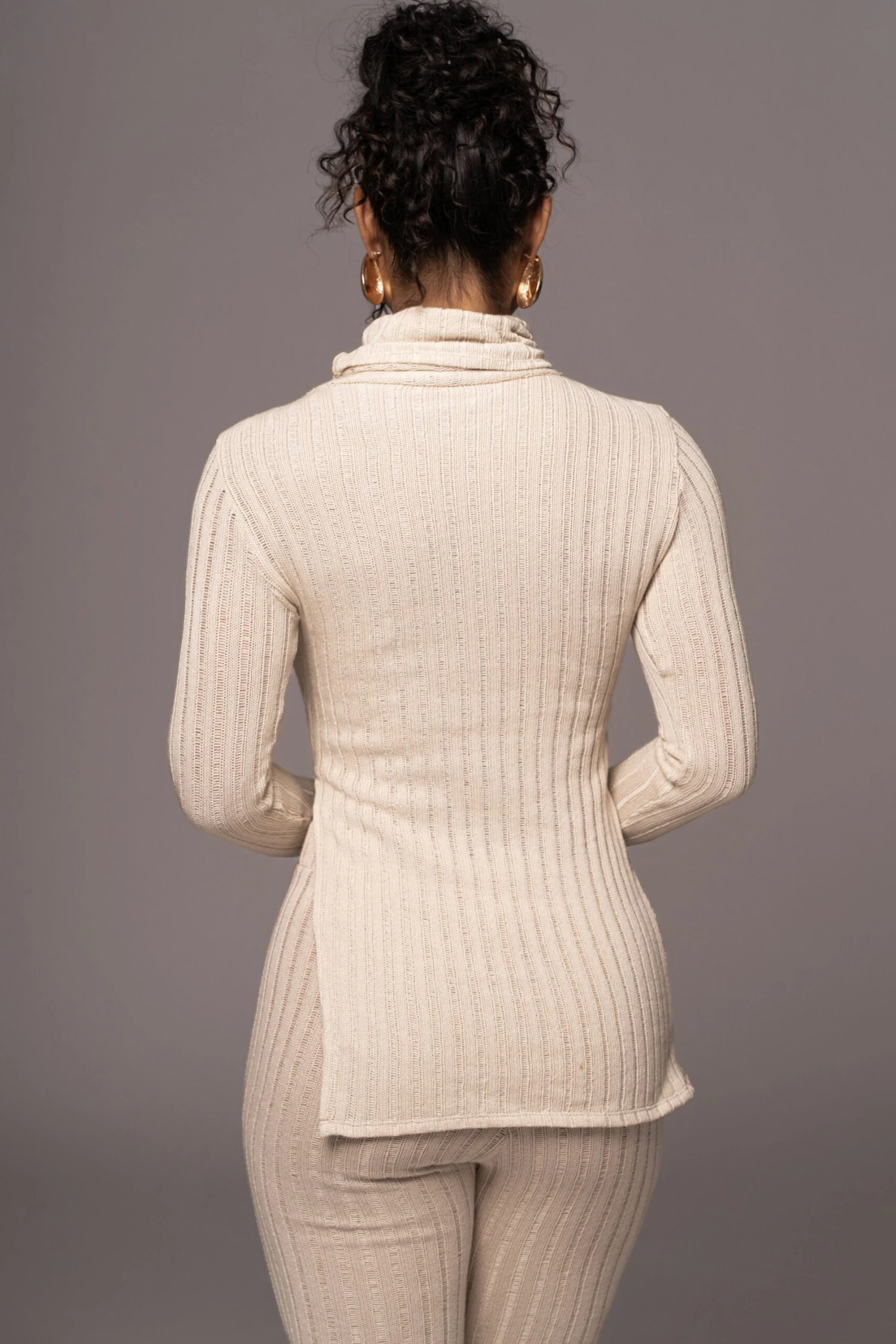 Natural One Call Away Ribbed Turtleneck Top - Image 12
