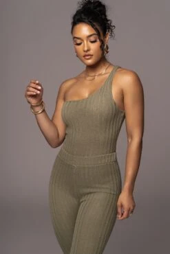 Olive Malibu Nights One Shoulder Bodysuit