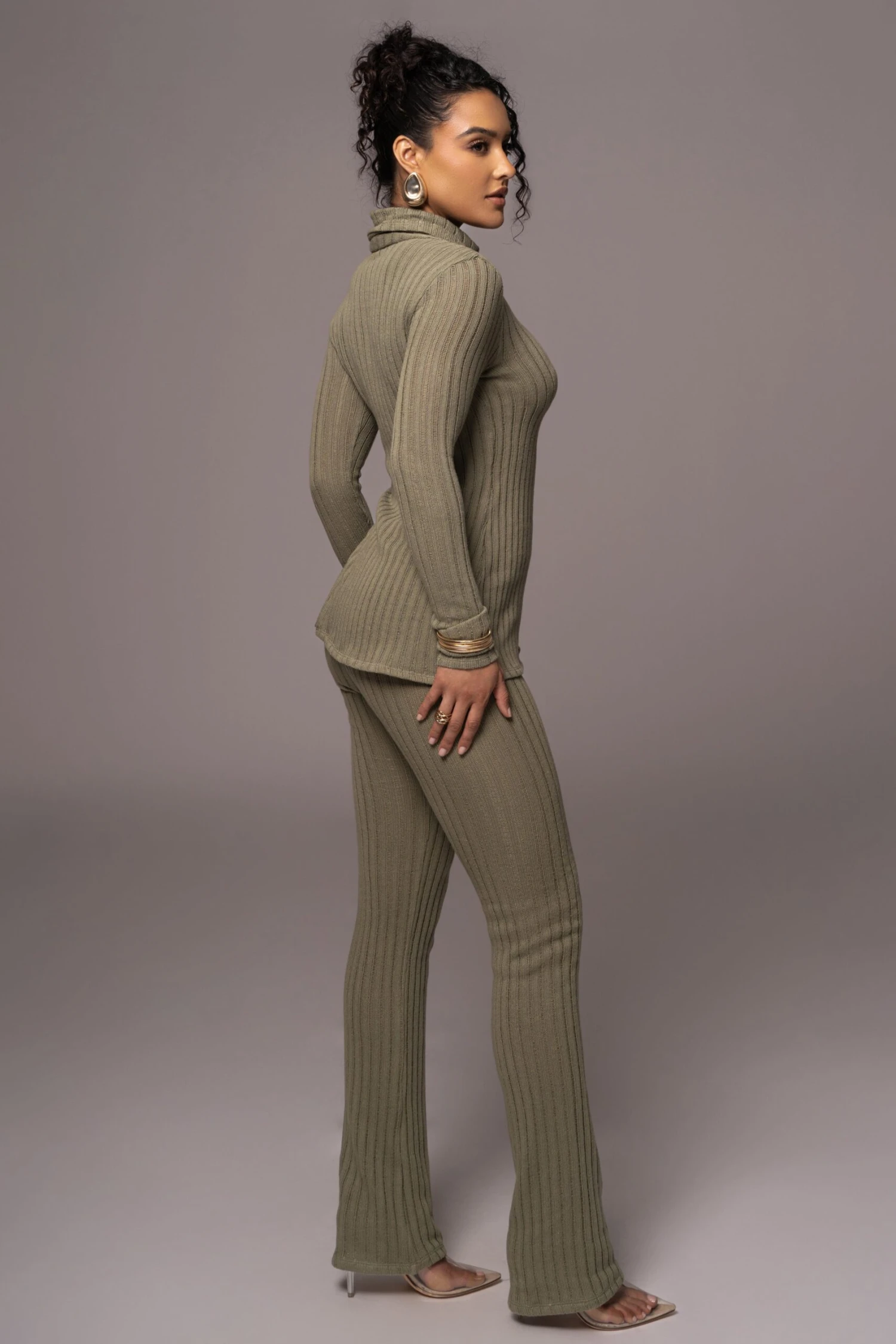 Olive One Call Away Ribbed Turtleneck Top - Image 7