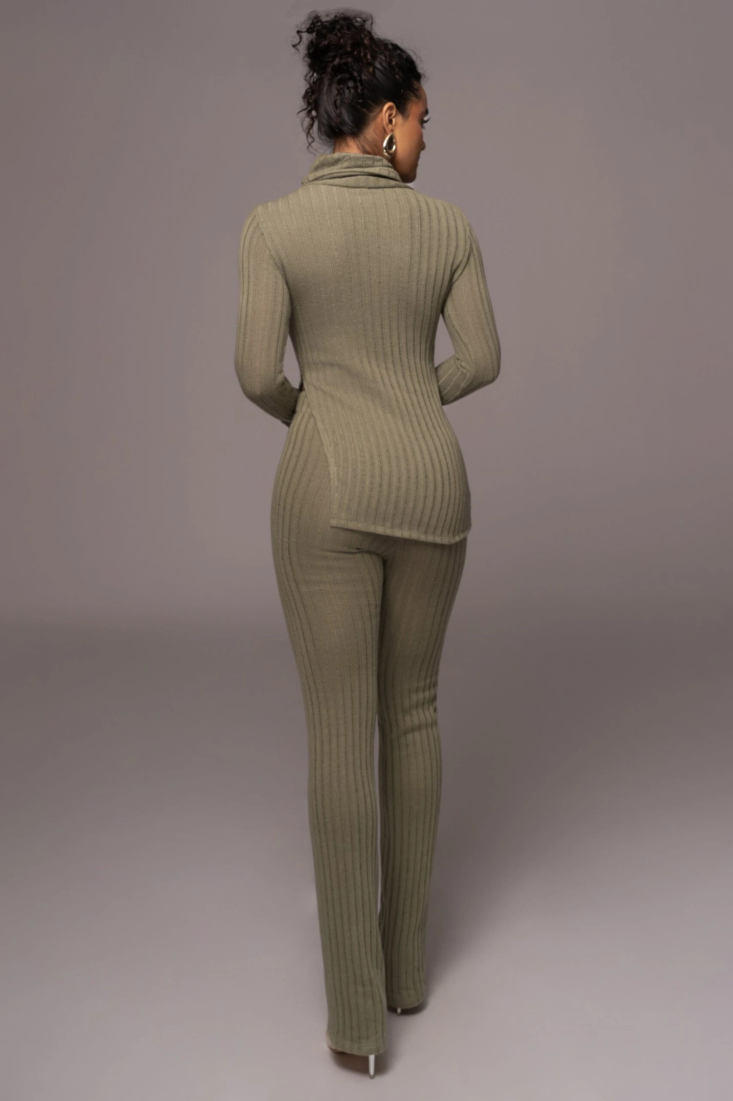 Olive One Call Away Ribbed Turtleneck Top - Image 8