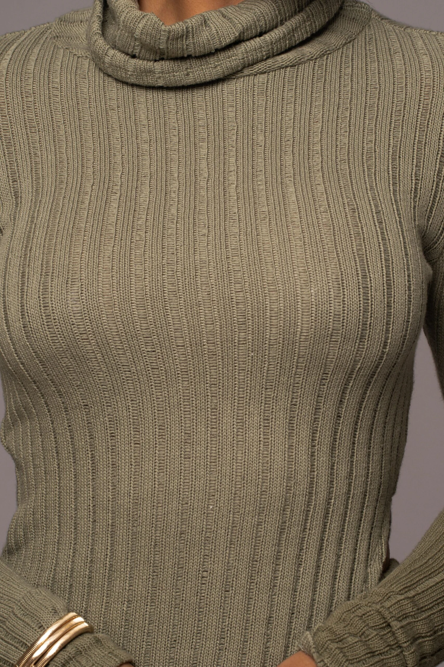 Olive One Call Away Ribbed Turtleneck Top - Image 10