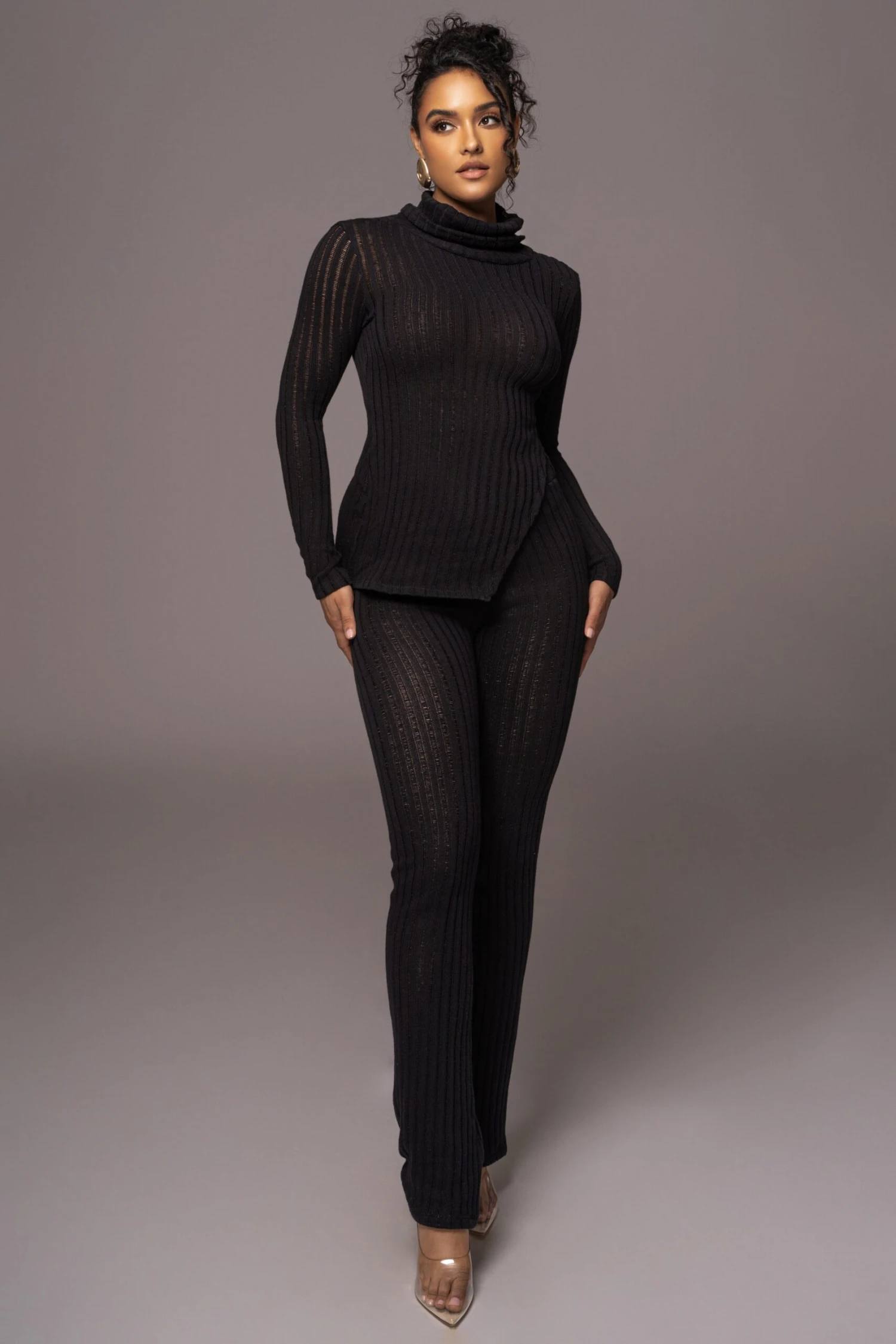 Black One Call Away Ribbed Turtleneck Top - Image 6