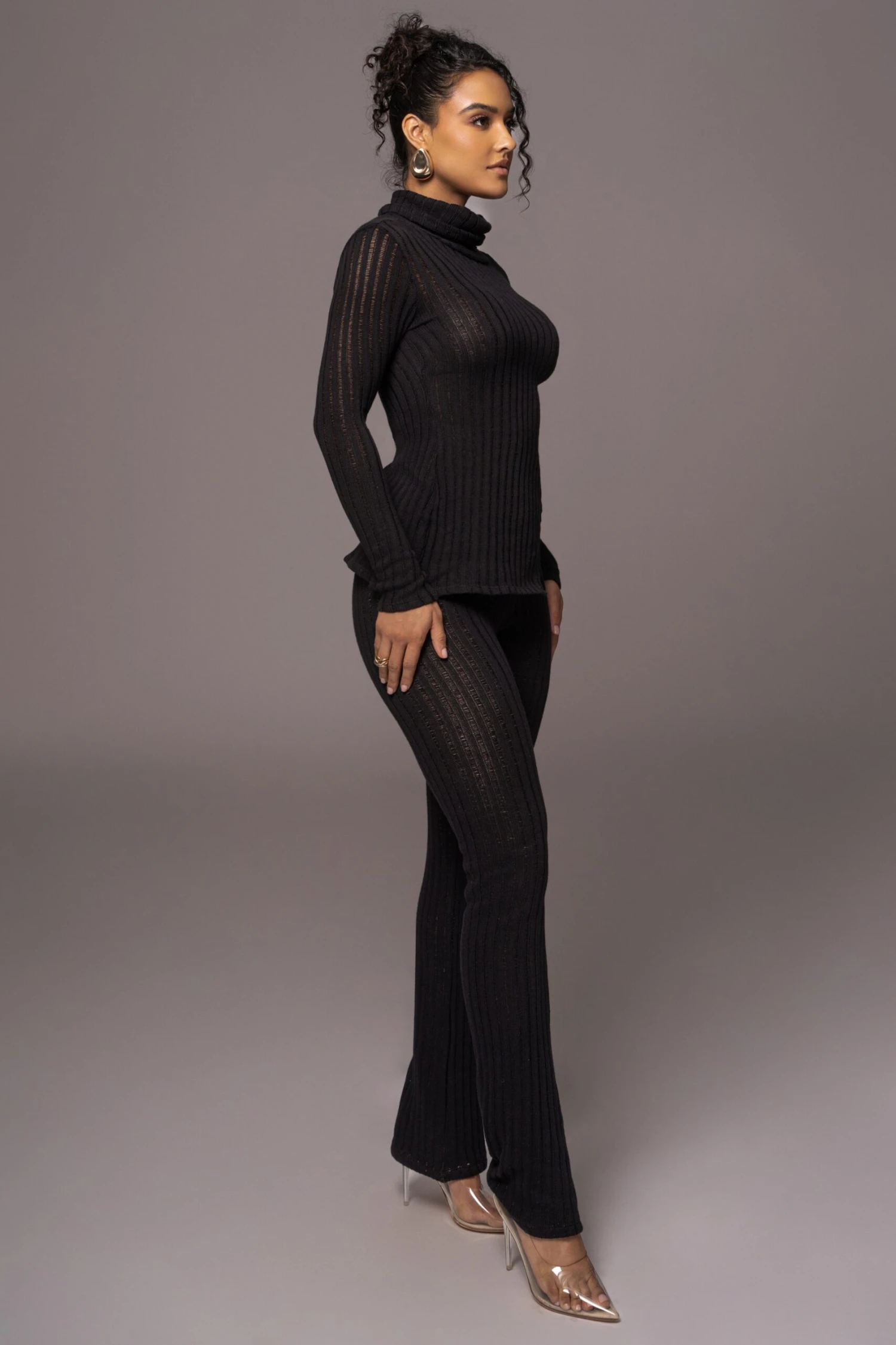 Black One Call Away Ribbed Turtleneck Top - Image 7